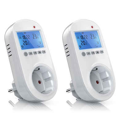 BEARWARE Steckdosen-Thermostat, Spar-Set, 2-St., Heiz & Klimageräte Individuell programmierbar, LCD-Display