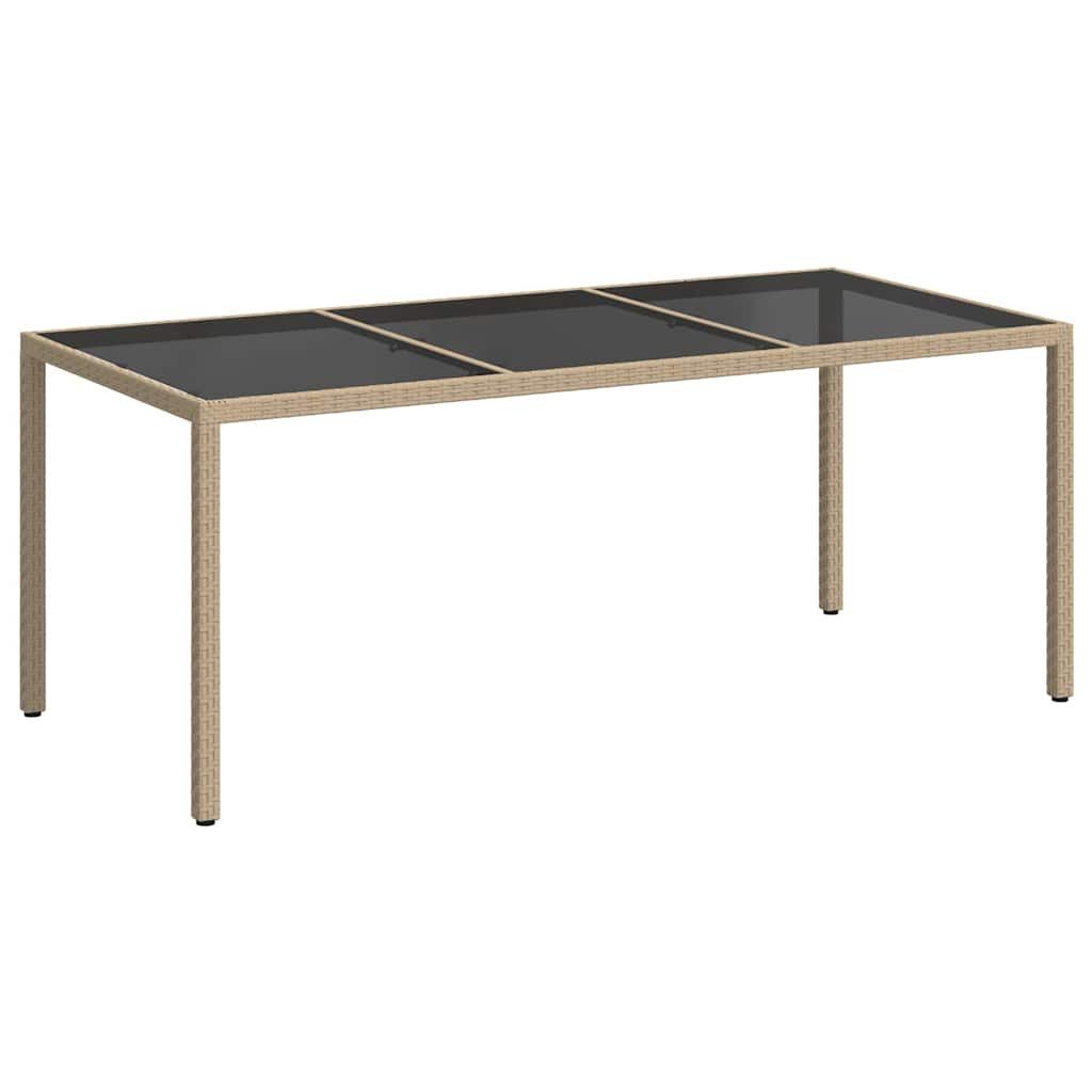 furnicato Gartentisch Beige 190x90x75 cm Gehärtetes Glas und Poly Rattan (1-St)