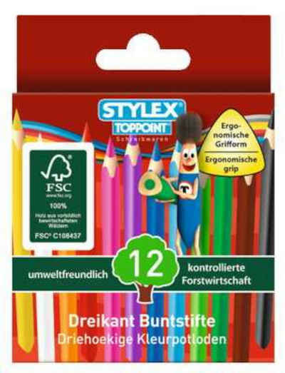 Stylex Schreibwaren Buntstift 12 Mini Dreikant Buntstifte Malstift Farbstift