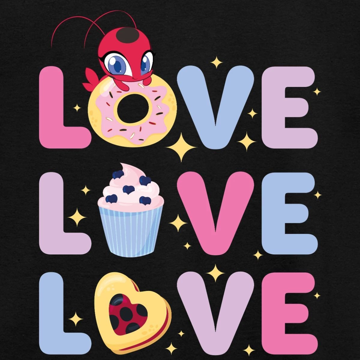Spreadshirt T-Shirt Miraculous Love Love Love Schriftzüge Kinder T-Shirt (1-tlg)