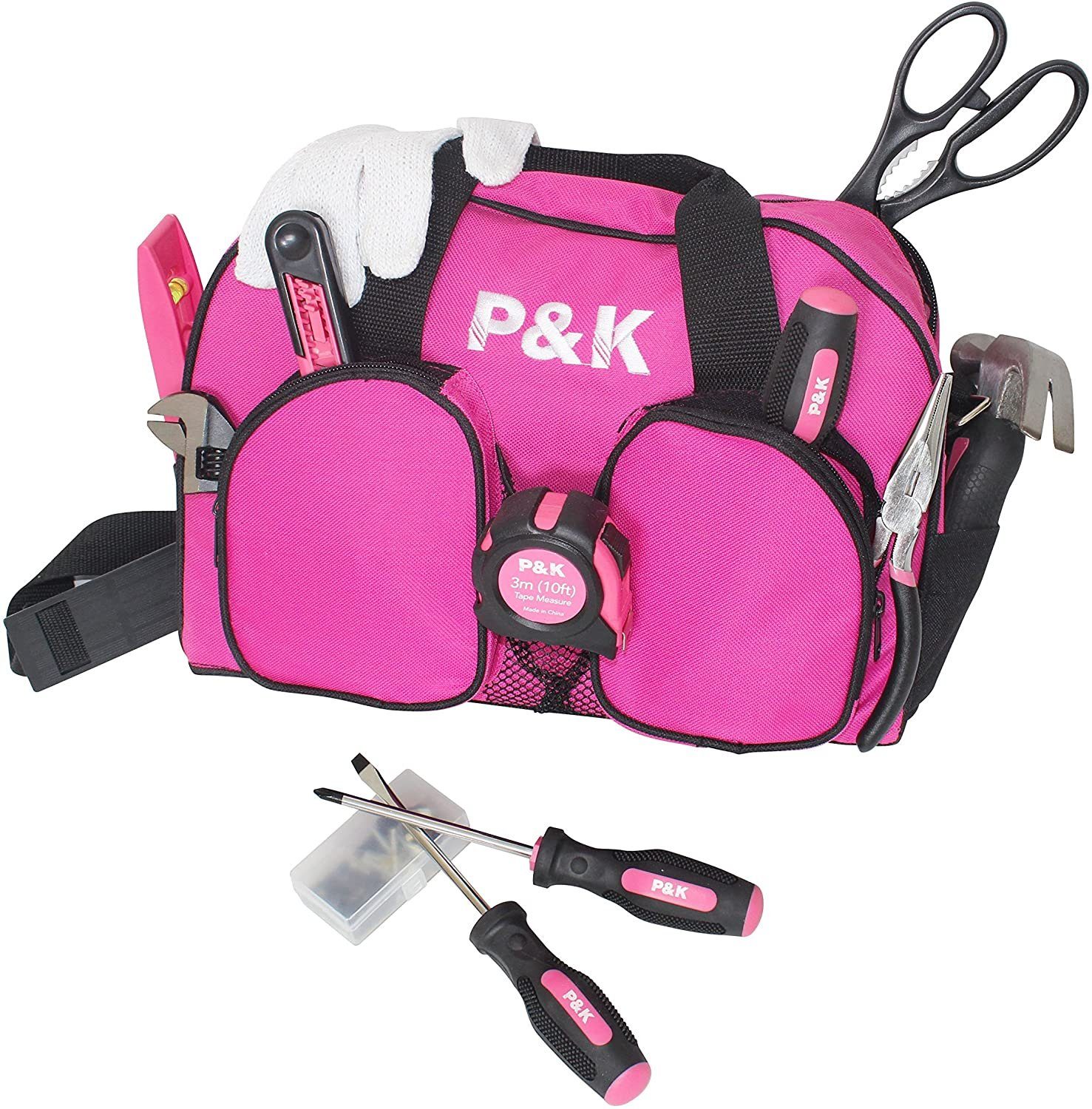 P & K Werkzeugtasche 77 teiliges Werkzeugset in Pink - Praktische Tasche inklusive