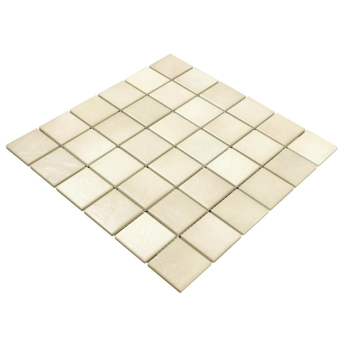 Mosafil Mosaikfliesen Keramikmosaik Fliesen Palazzia, Keramik 29.700x29.700, beige, Verlegefertig auf ein Netz geklebt - Frostsicher - Wasserdicht -