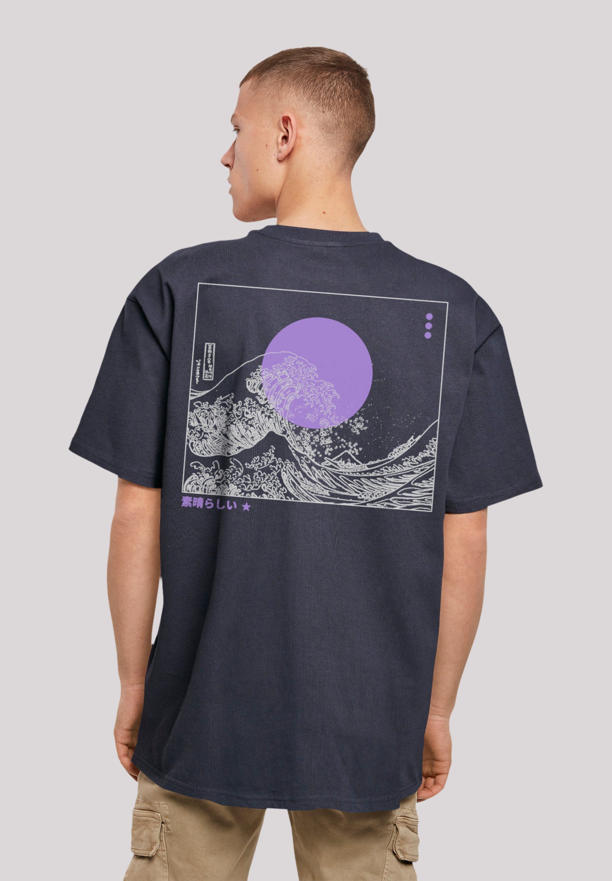 F4NT4STIC T-Shirt Kanagawa Welle Print navy