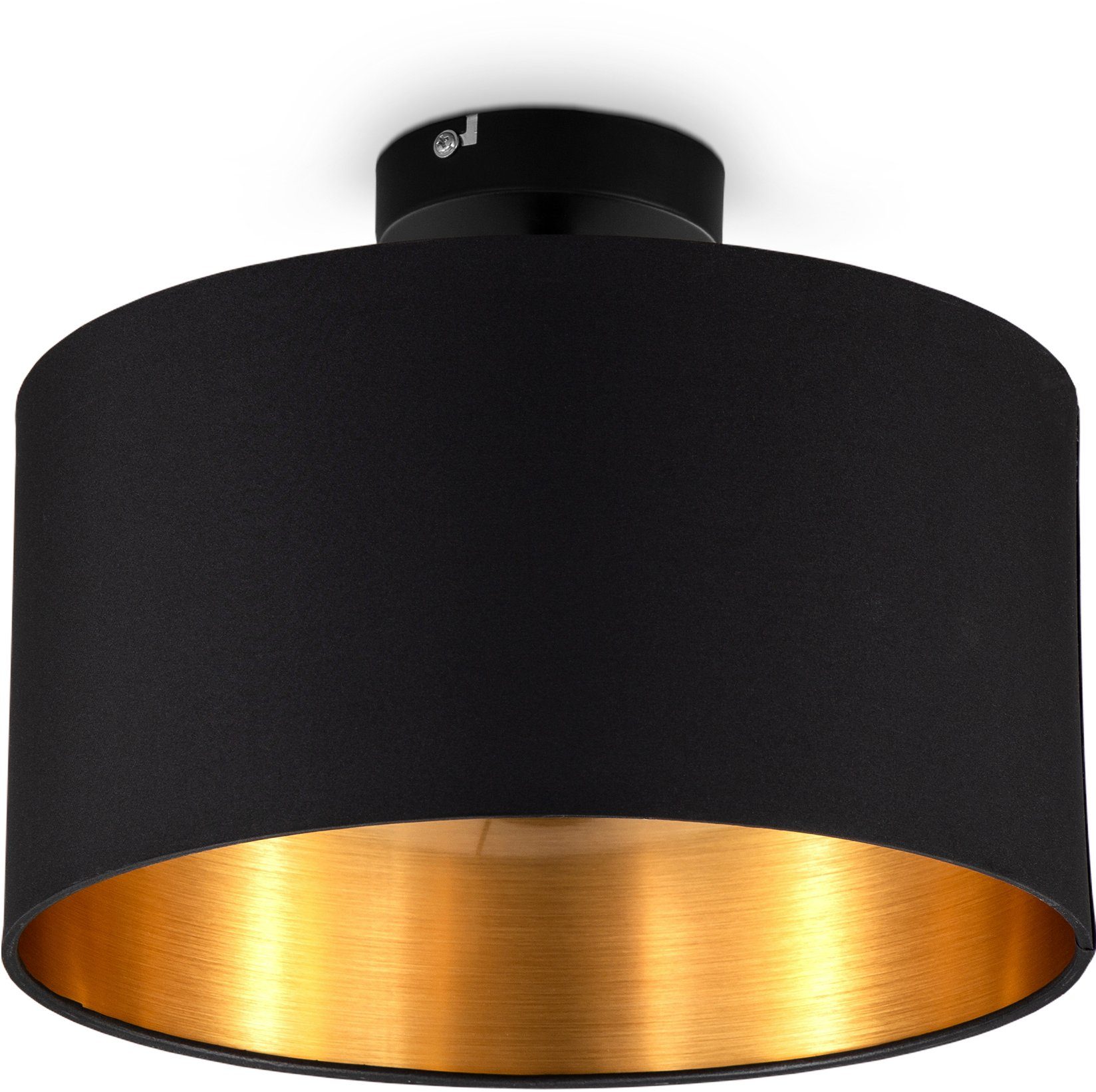 B.K.Licht Deckenleuchte BK_SD1420 Deckenlampe, ohne Leuchtmittel, Stoffleuchte, Leuchtmittel mit ohne E27, (max. Schwarz-Gold, Stoffschirm, Ø30cm, 60W), Retro 1-Flammige
