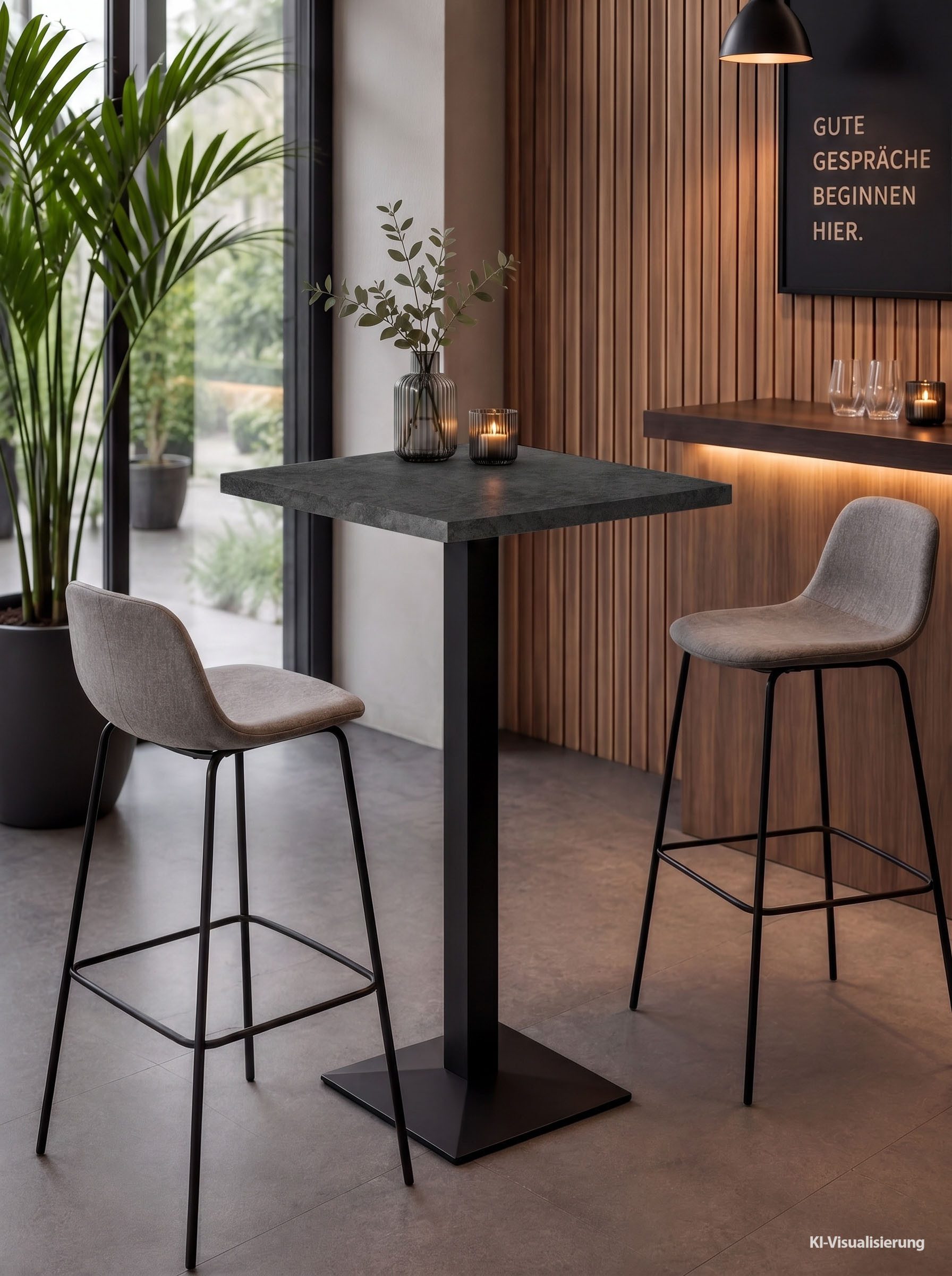 Mäusbacher Bistrotisch Big Bistro Metall, Quadrat-Säulengestell, eckige Platte BHT 70x105x70 cm