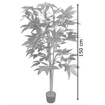 Kunstbaum Schefflera Aralia Kunstpflanze Künstliche Pflanze Kunstbaum 150 cm, Decovego