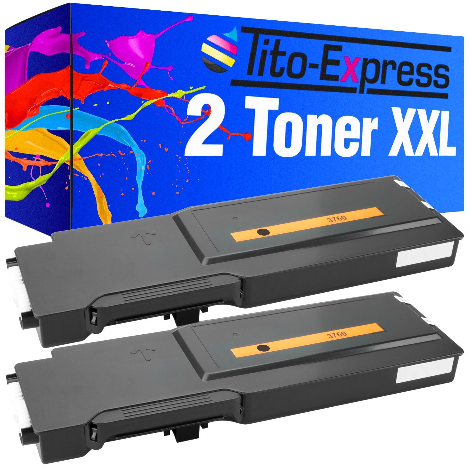 Tito-Express Tonerpatrone 2er Set ersetzt Dell C-3760 C 3760 DellC3760 Dell C3760 Black, für C-3700 Series C-3760dn C-3760n C-3765dnf