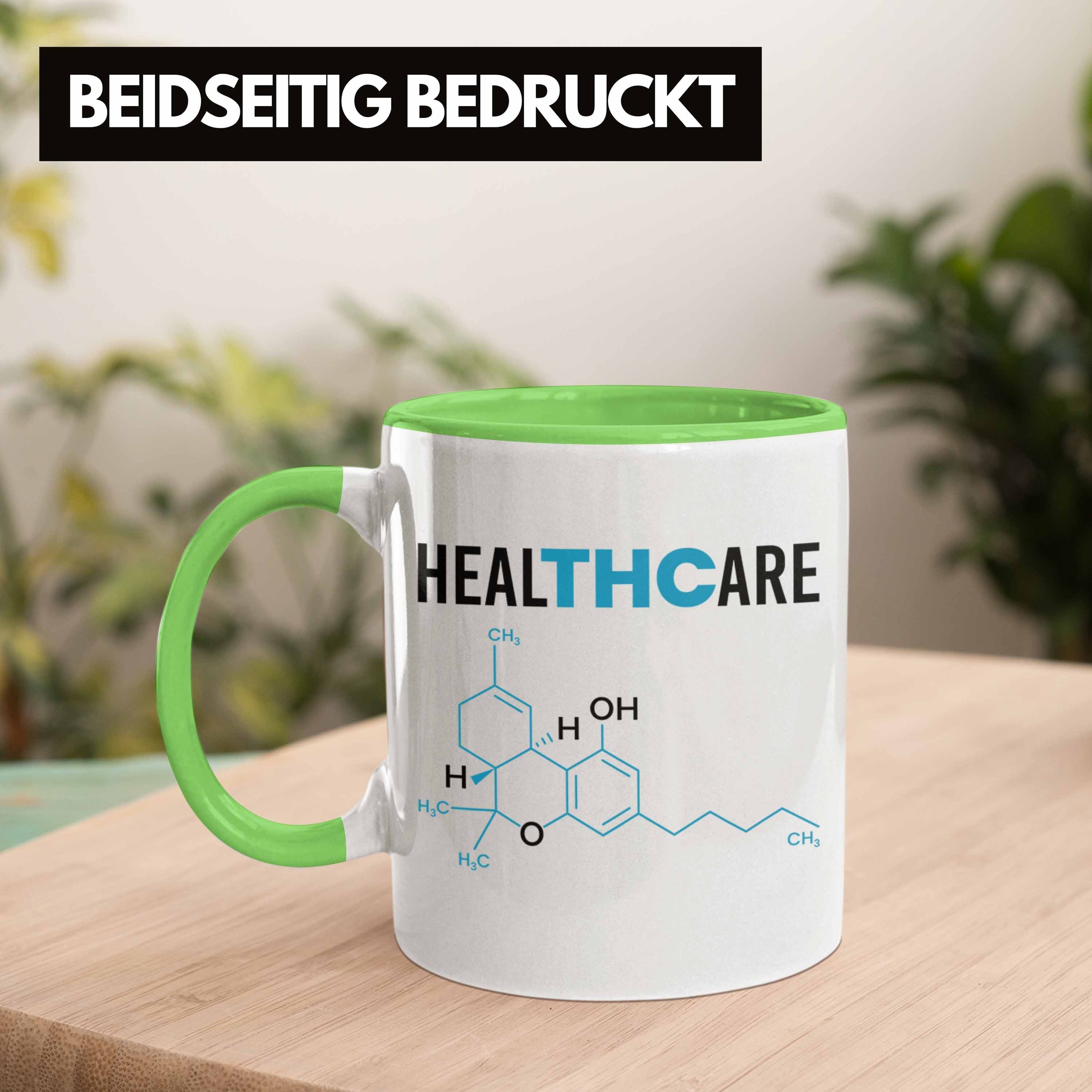 Trendation Tasse Tasse - Grün "THC Cannabis-Liebhaber Healthcare" THC