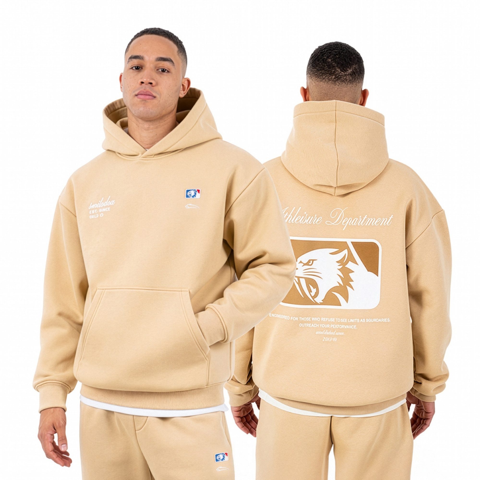 Smilodox Hoodie Striver, Kapuzenpullover Oversized mit Backprint, Kängurutasche Rippbündchen Smilodox Patch Brustprint Streetwear Gym Freizeit