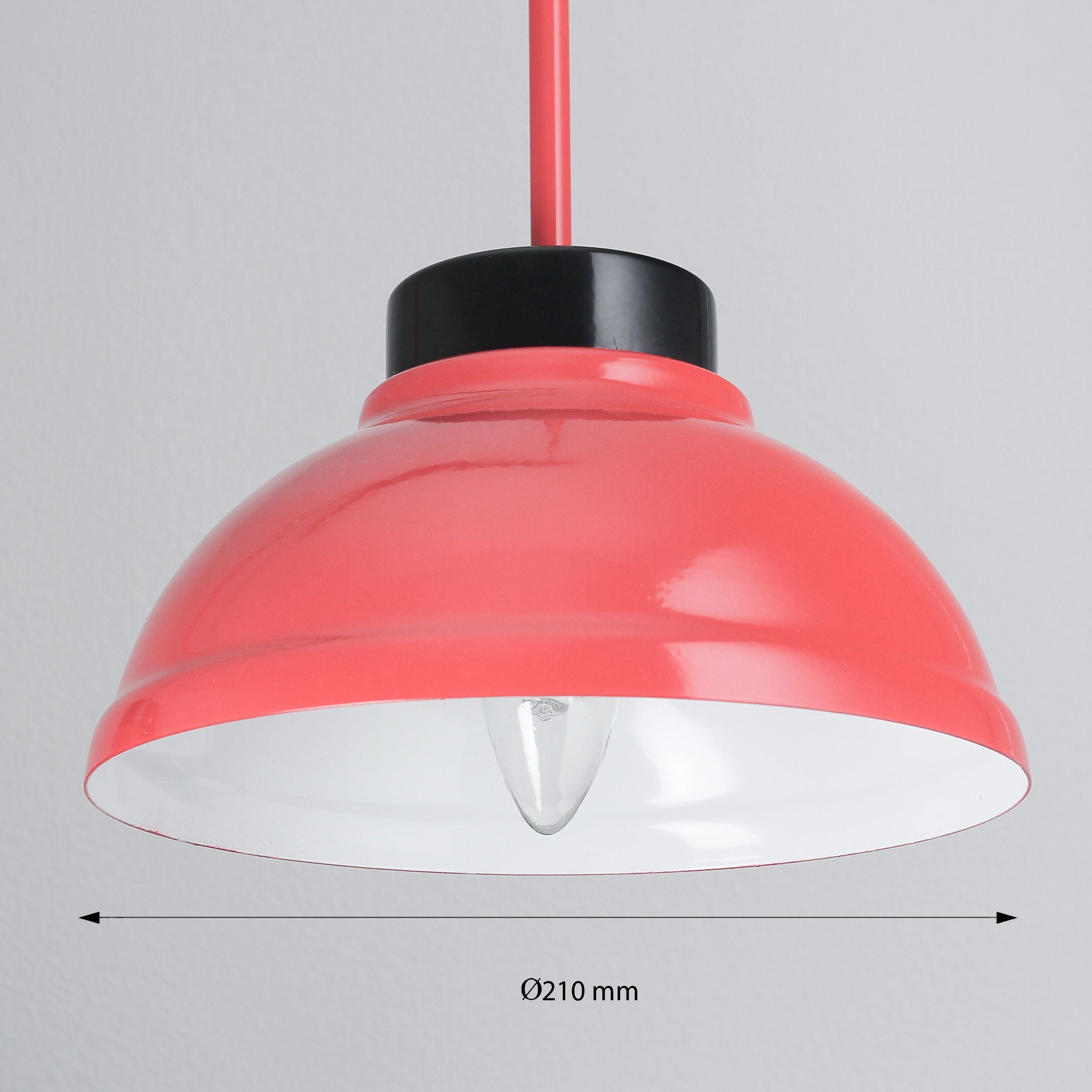 Leuchtmittel, Lampe Esszimmer Rot Metall Pendelleuchte Pendelleuchte Küche Licht-Erlebnisse Hängeleuchte RED, ohne Weiß FACTOR