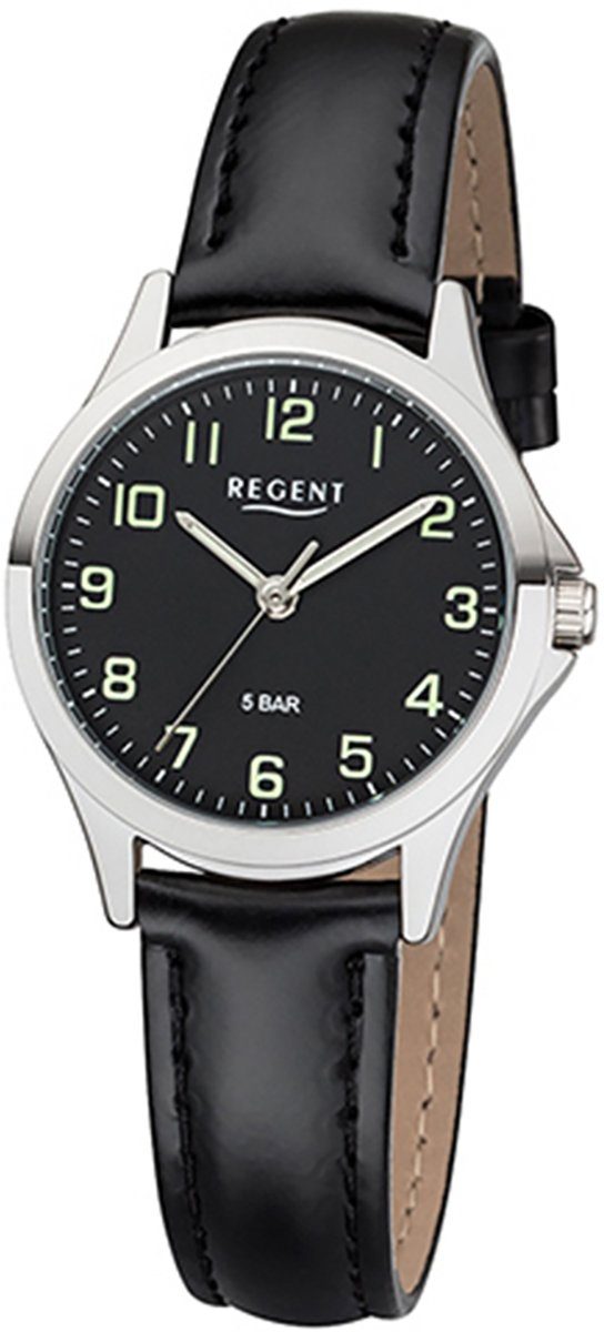 rund, Armbanduhr Regent Lederarmband 2112419 Leder Quarz, Uhr (ca. Damen Regent Damen Quarzuhr 29mm), klein
