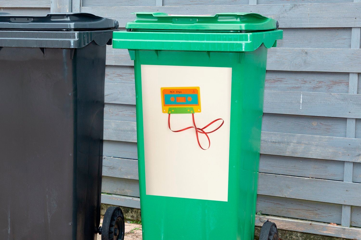 (1 aus Container, Sticker, St), Papier Wandsticker Abfalbehälter Kassettenband MuchoWow Mülleimer-aufkleber, Mülltonne,