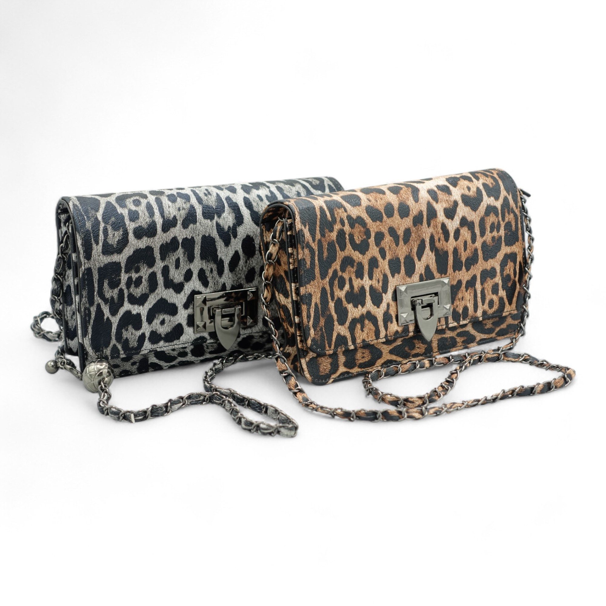 Eyecatcher Handtasche Léona – Damen Umhängetasche Leo-Print mit Kettenriemen aus Kunstleder (Einzeln, Einzeln) – Bild 4 von 4
