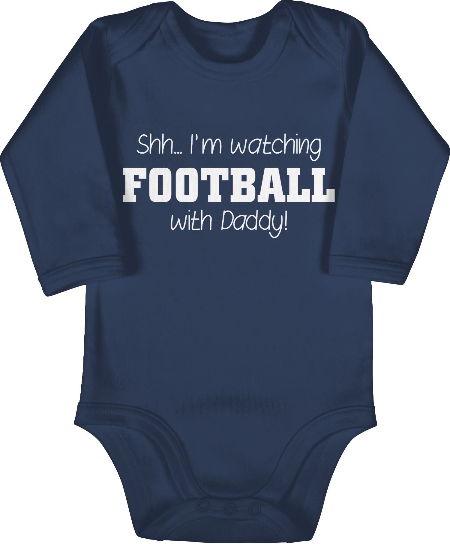 Daddy! Shh...I'm weiß watching Sport Navy Shirtbody football - Bewegung with & Baby 2 Shirtracer Blau