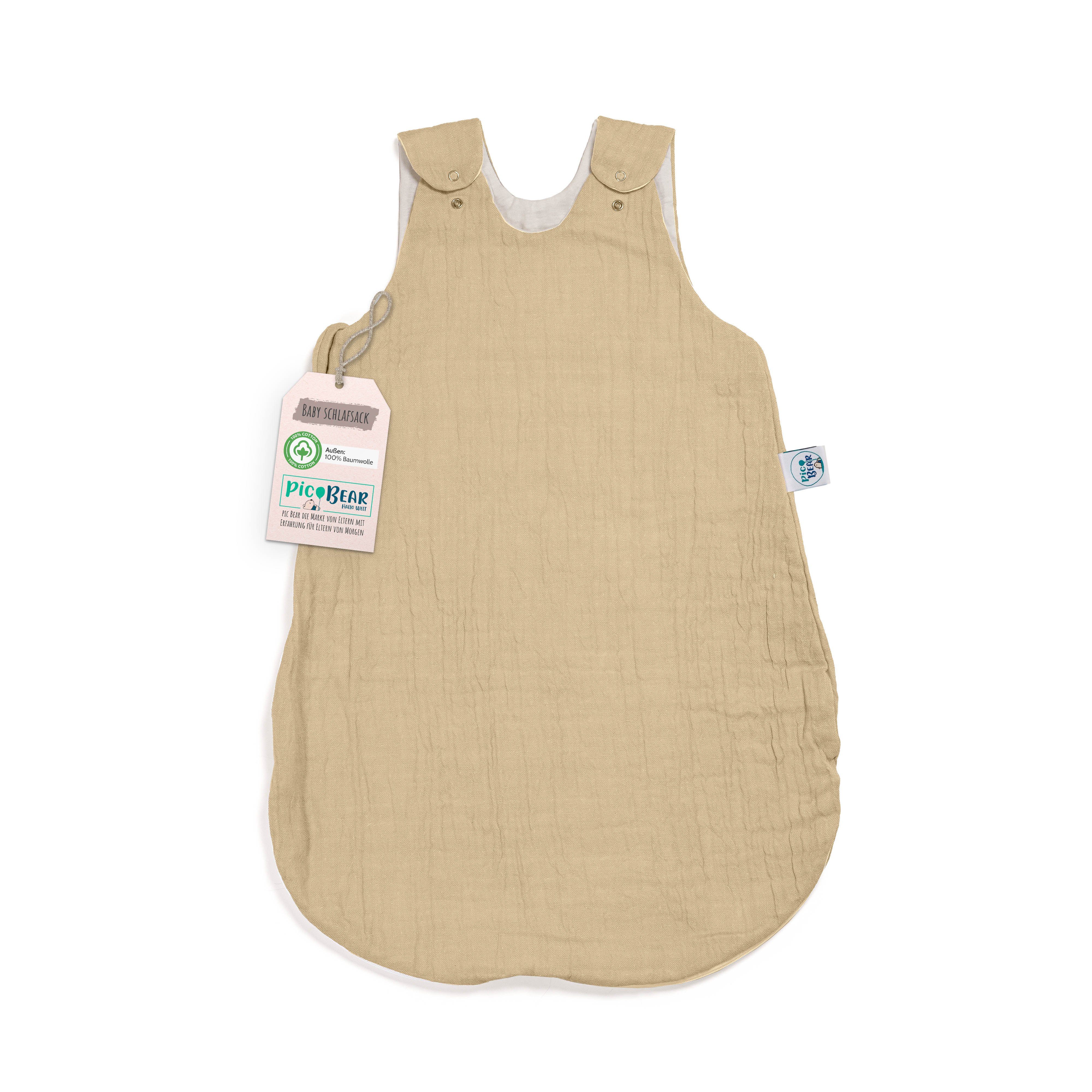 pic Babyschlafsack Außenliegender peach Bear pic 0,5 Reißverschluss Musselin, mit Reißverschluss TOG, tender Bear Schutz, Sommerschlafsack