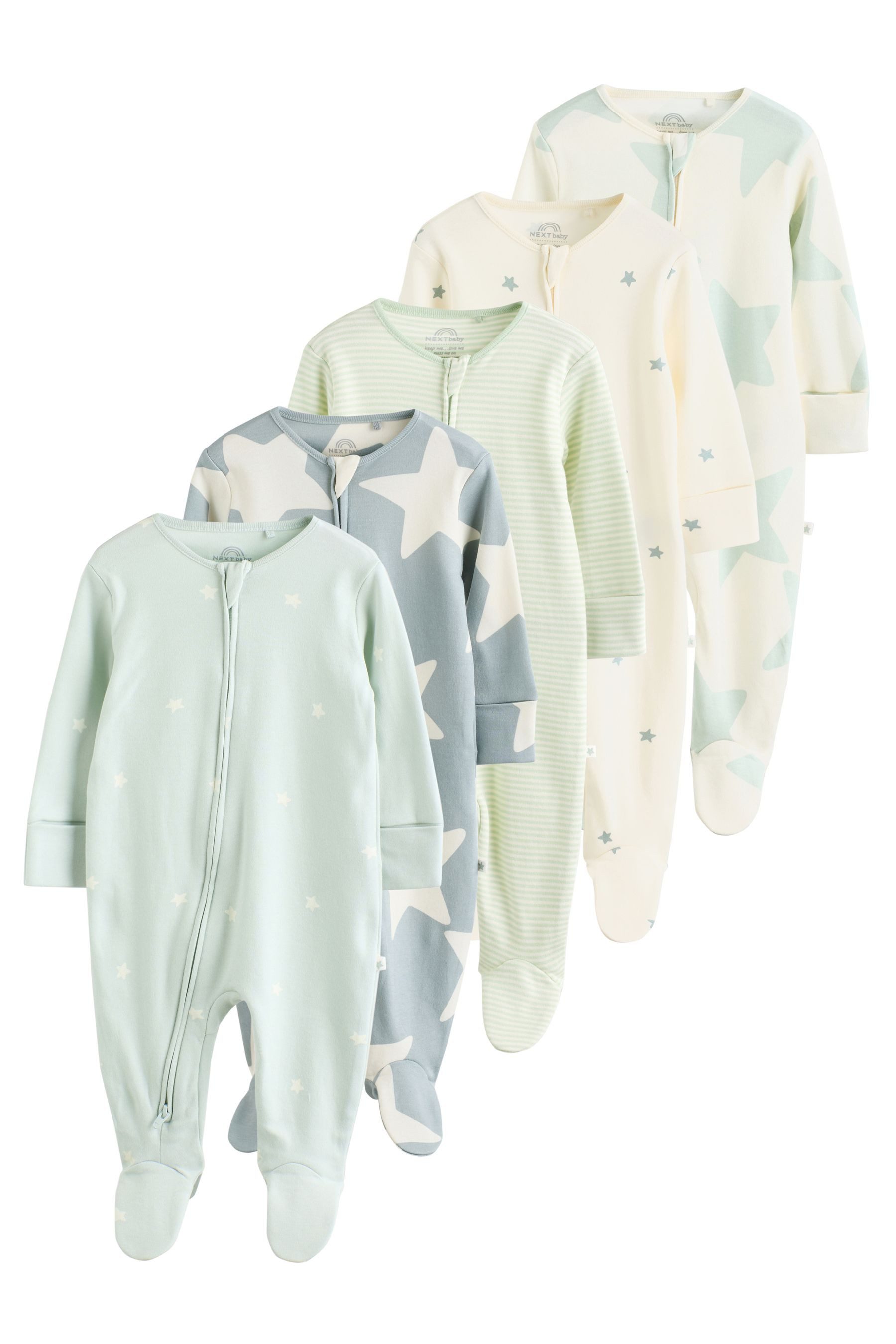 Next Schlafoverall Babyschlafanzüge mit Zweiwege-RV, 5er-Pack (5-tlg)