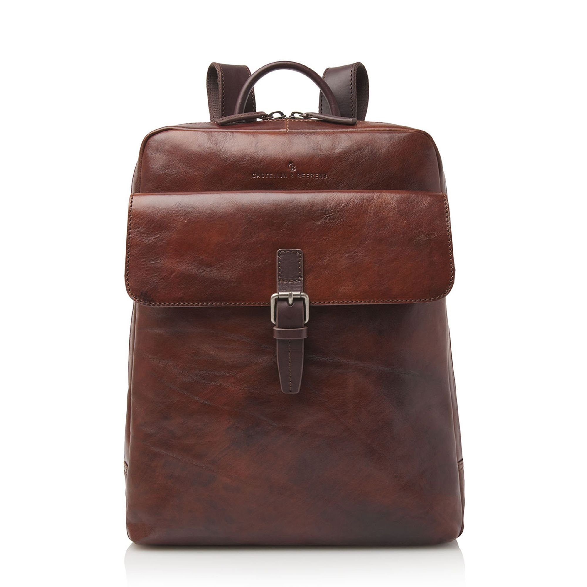 Castelijn & Beerens Laptoprucksack Rien, Leder cognac