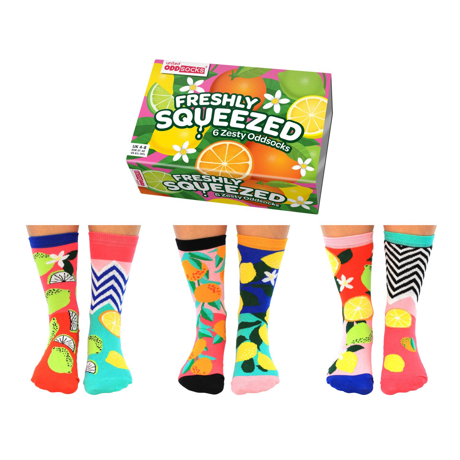 United Oddsocks Freizeitsocken Zitrusfrüchte Oddsocks Socken in 37-42 im 6er Set