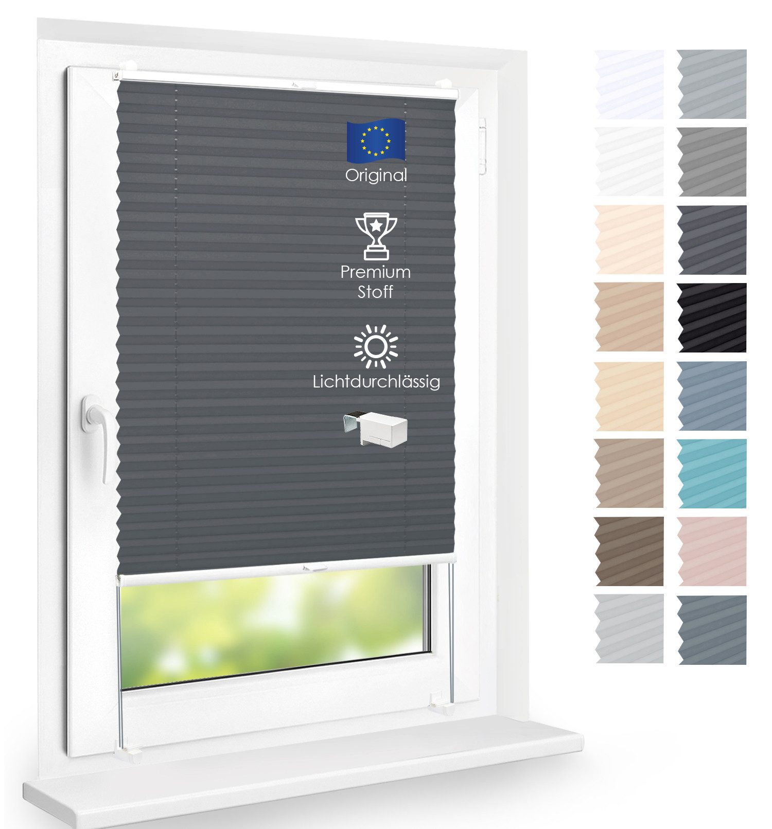 DomDeco Plissee Premium Plissee ohne Bohren, Sichtschutz, lichtdurchlässig, blickdicht, Klemmfix, Klemmfix, UV-beständig, modernes Design, stufenlos
