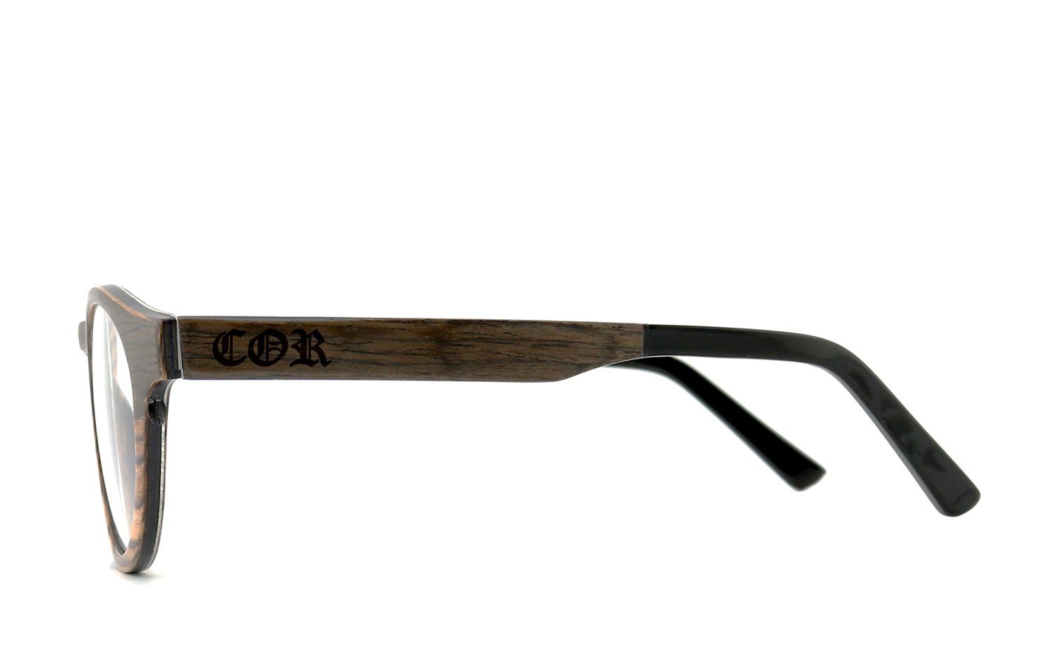 COR Brille COR002 Holzbrille, Bügel mit Flex-Scharnieren