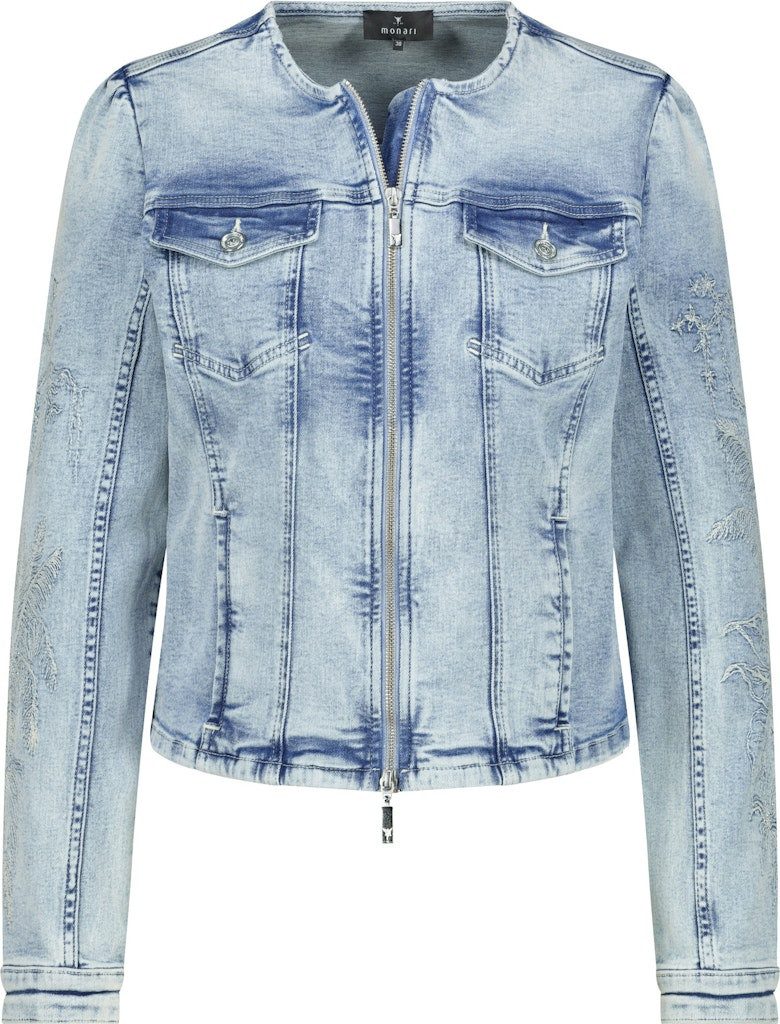 Monari Jeansjacke Jeansjacke Stickerei am Ärmel mit Strassdetails günstig online kaufen