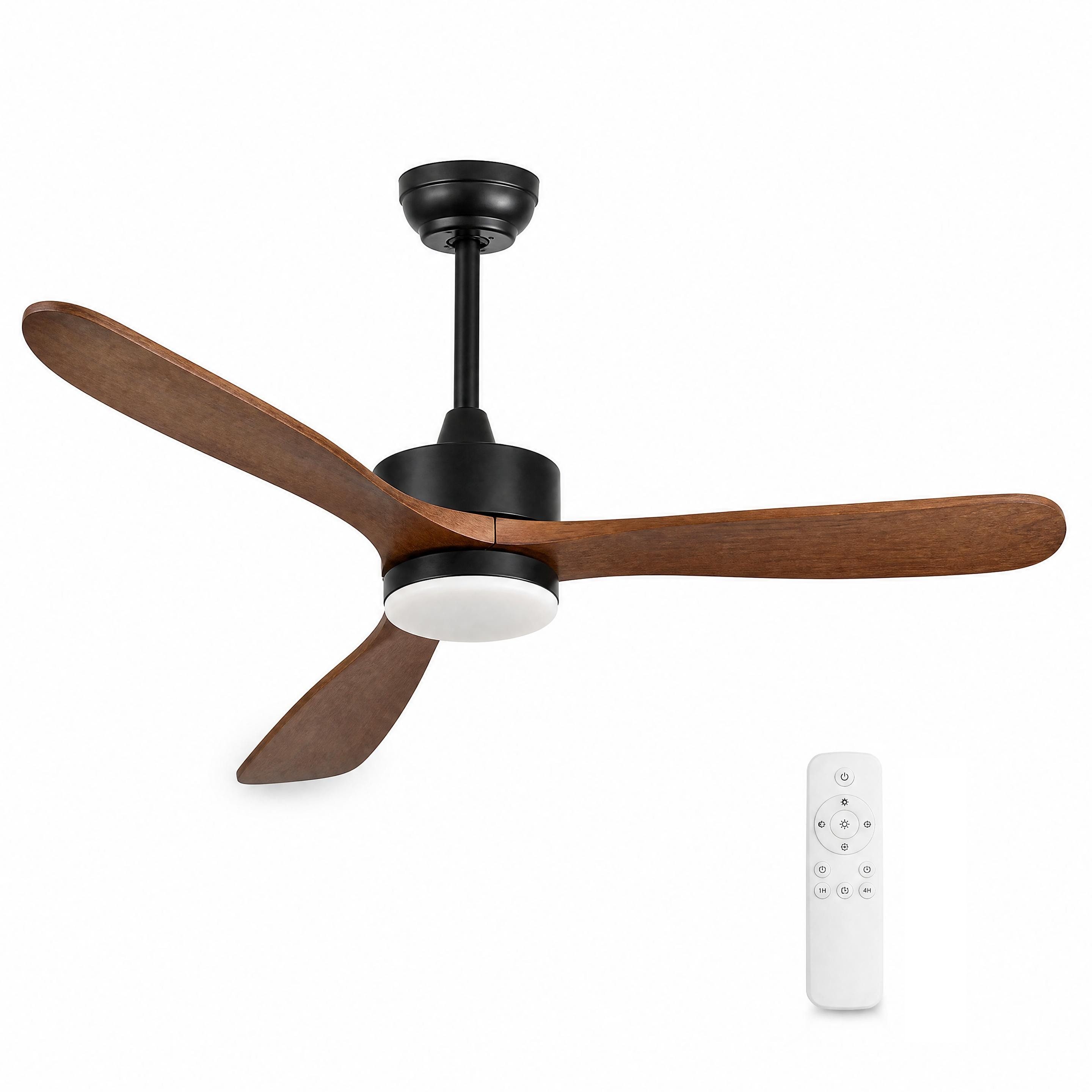 GarveeMore Deckenventilator mit LED Licht & Fernbedienung & 3 Flügel für Indoor, leise, Holzoptik, 132 cm, DC Motor, 6 Geschwindigkeiten, 3 Lichtfarben, dimmbar – Bild 2 von 5