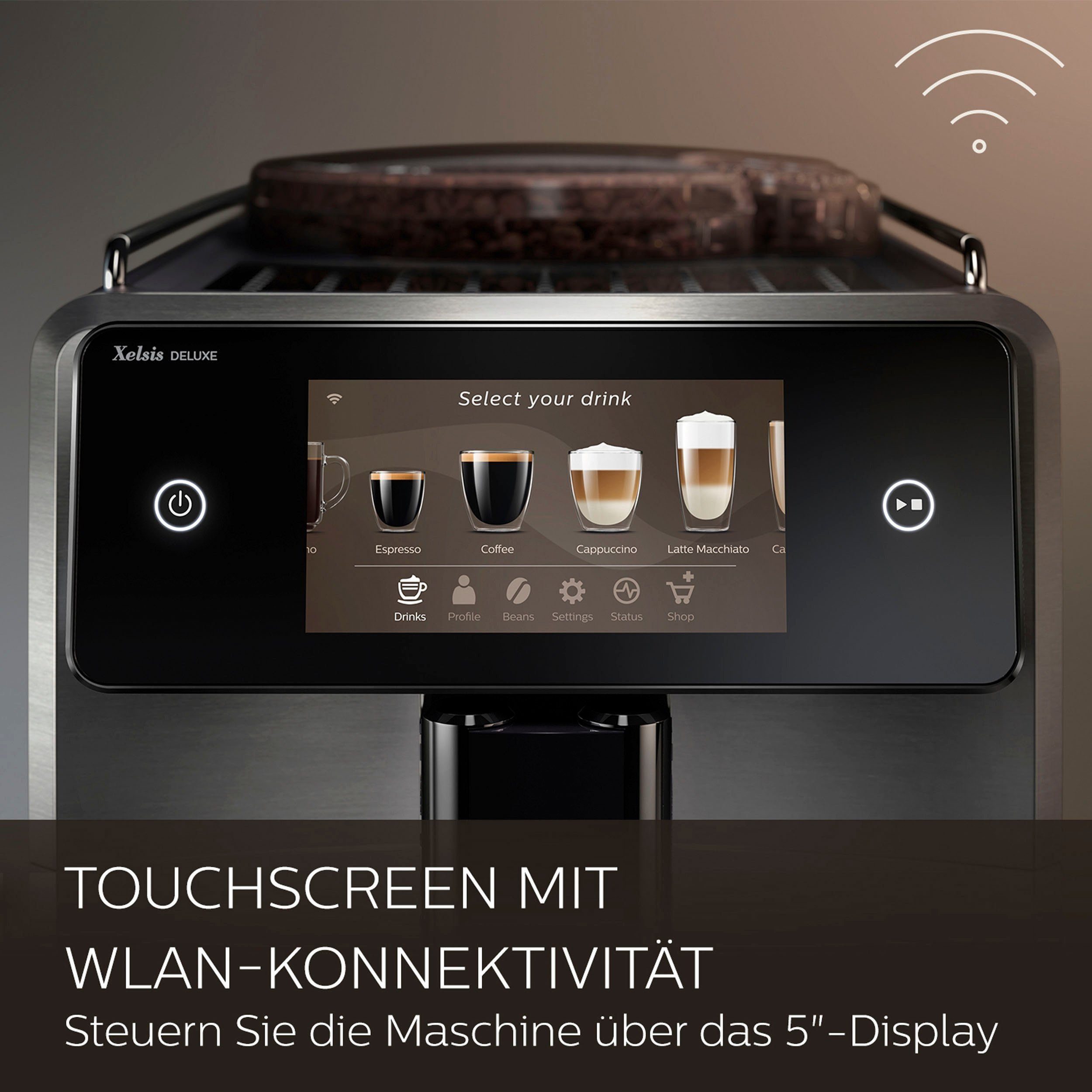 Saeco Kaffeevollautomat SM8785/00, Vollautomatische Espressomaschine mit Milchaufschäumer und Touchscreen