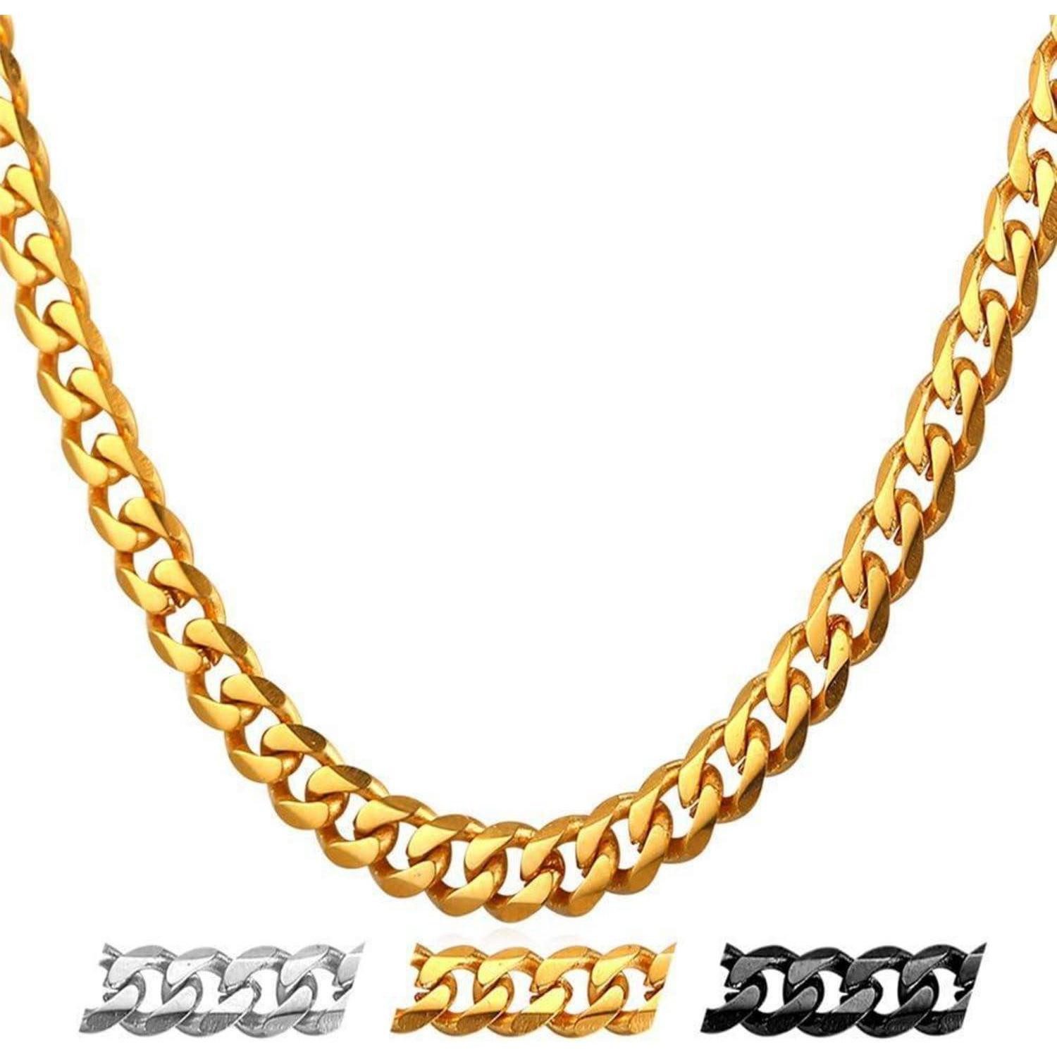 LuxusKollektion Panzerkette Panzerkette Edelstahl 18k vergoldet Gold 6mm 71cm