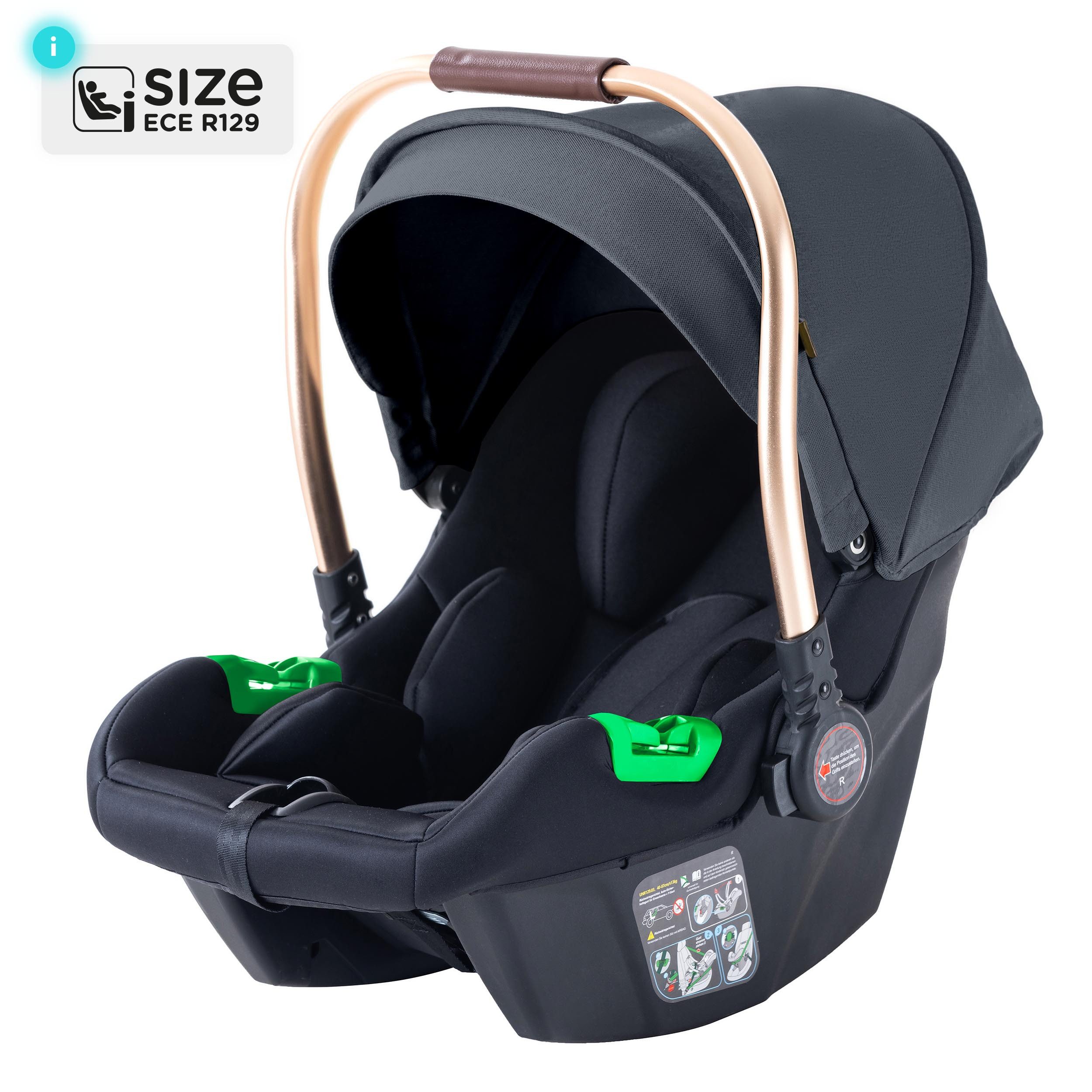 Daliya® Babyschale NEOMOVE i-Size Auto-Kindersitz für Babys – für NEOMOVE Kinderwagen, ab: ab Geburt, bis: 1,5 Jahre, ab: 40 cm, bis: 87 cm, i-Size Kindersitz für Baby, inklusive Lendenkissen