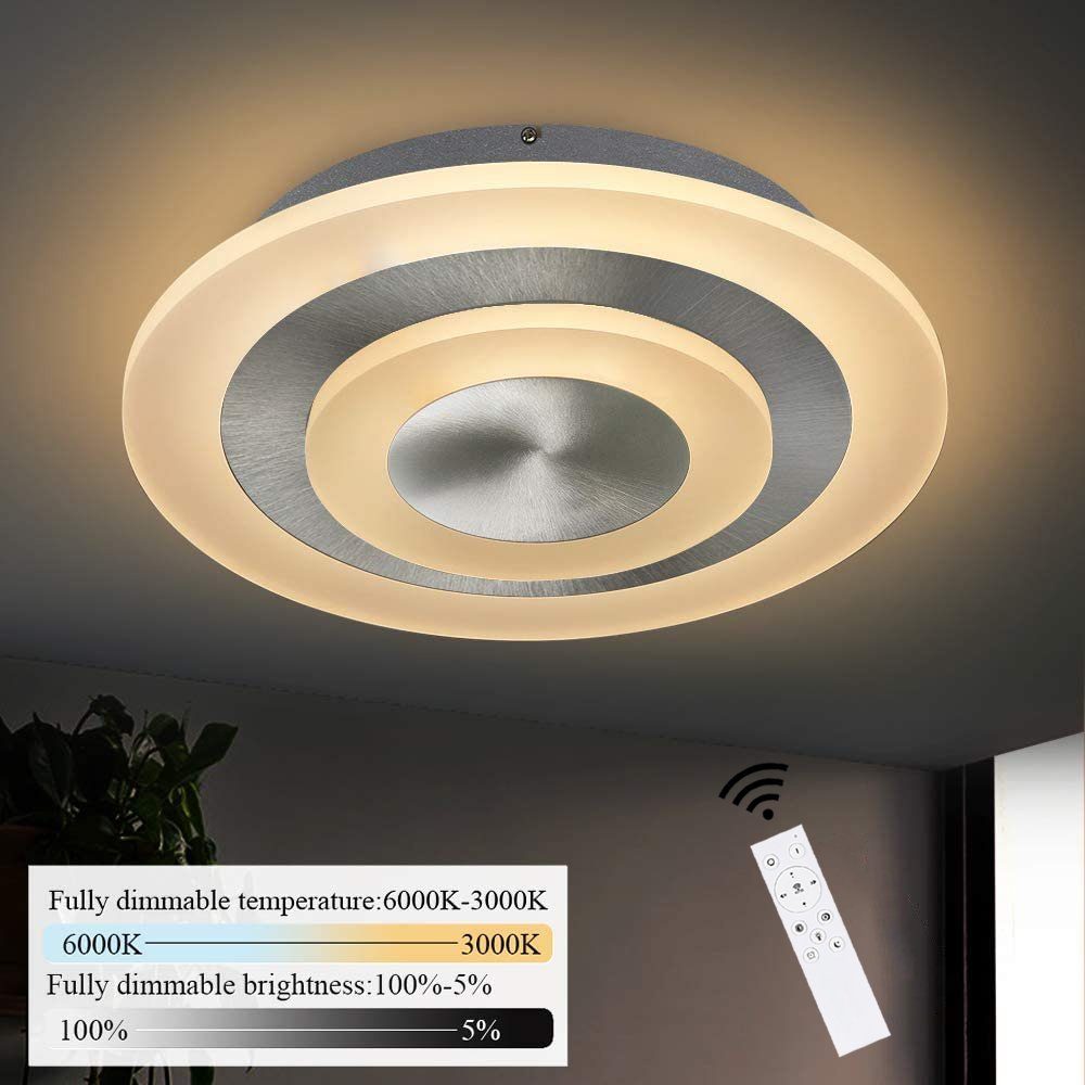 ZMH LED Deckenleuchte Dimmbar Deckenlampe Holz - Holzlampe Sternenhimmel  Rund 40CM Farbentemperatur einstellbar mit Fernbedienung Lampe für