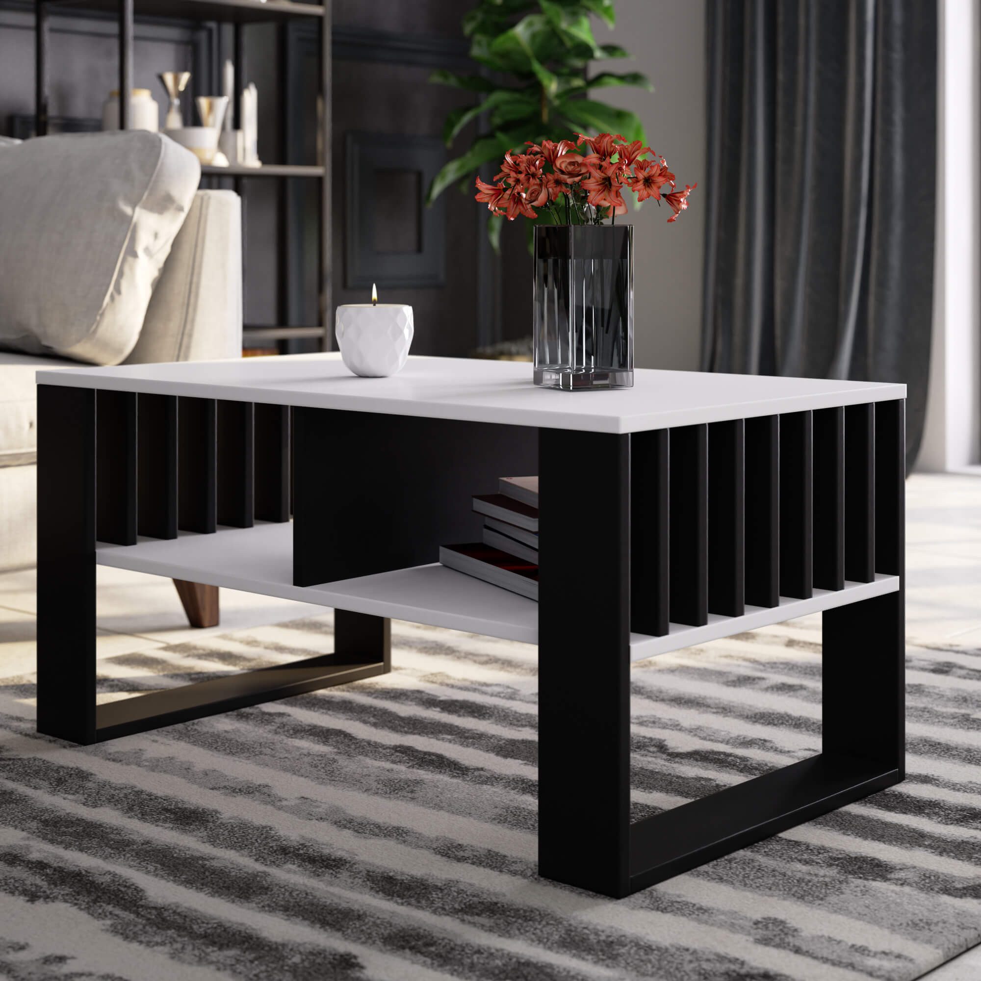 Raumhirsch Furniture Couchtisch Moderner Sofatisch (Kaffeetisch, Wohnzimmertisch 92×50x45 cm), Beistelltisch in 5 Farben – Bild 5 von 5