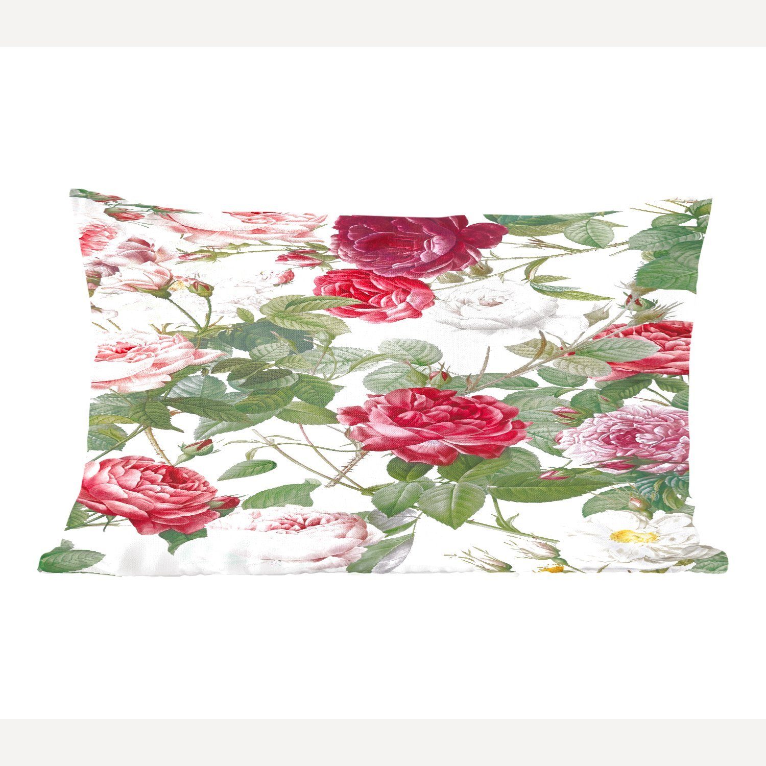 Dekokissen Weiß Schlafzimmer - Rosa - Füllung, mit Wohzimmer Dekoration, Zierkissen, Violett, MuchoWow Dekokissen Blumen -