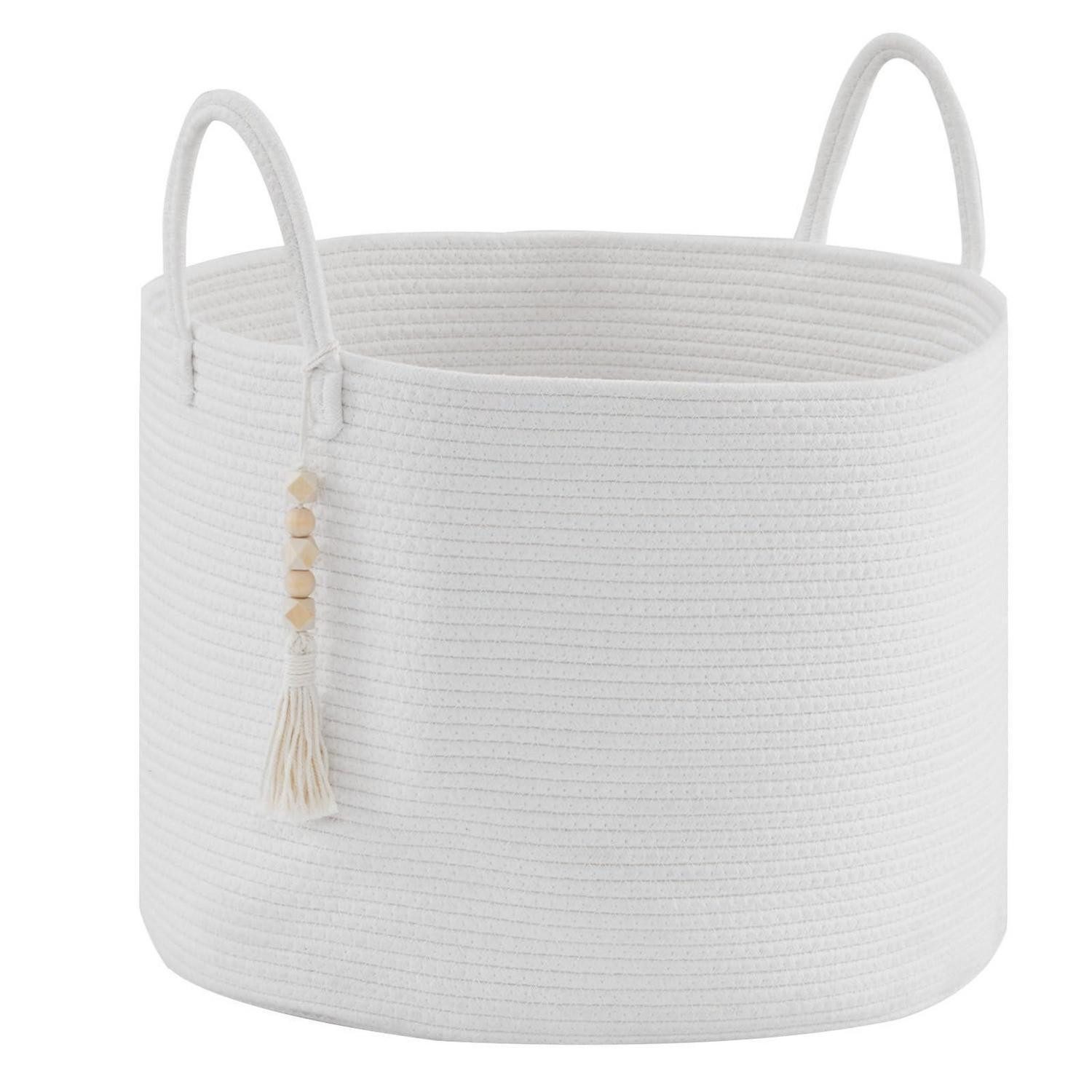 LuxusKollektion Wäschekorb Wäschekorb 65L Aufbewahrung geflochten Weiß 50cm(D)x33cm(H)
