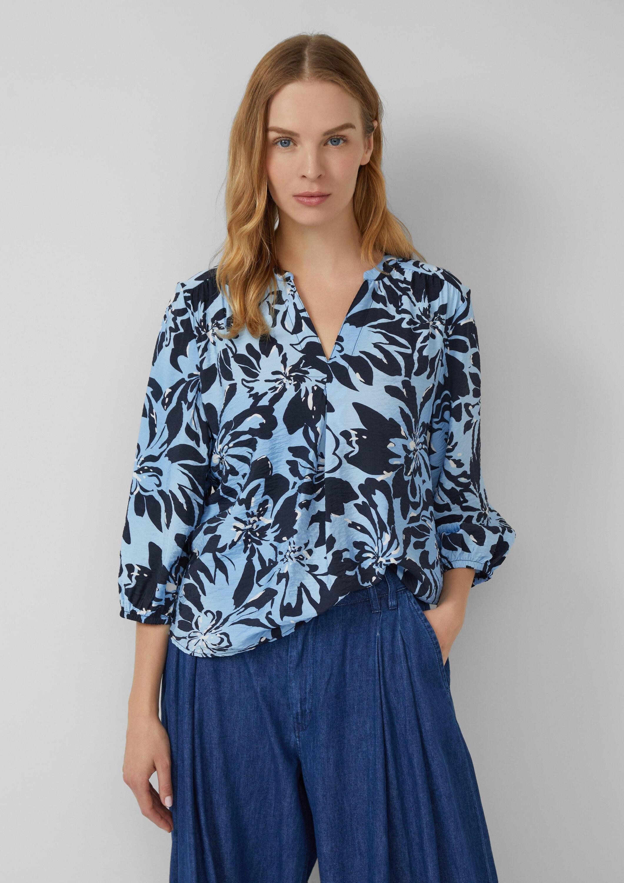 s.Oliver Kurzarmbluse Bluse Viskosemix-Bluse im Relaxed Fit mit Raffung günstig online kaufen