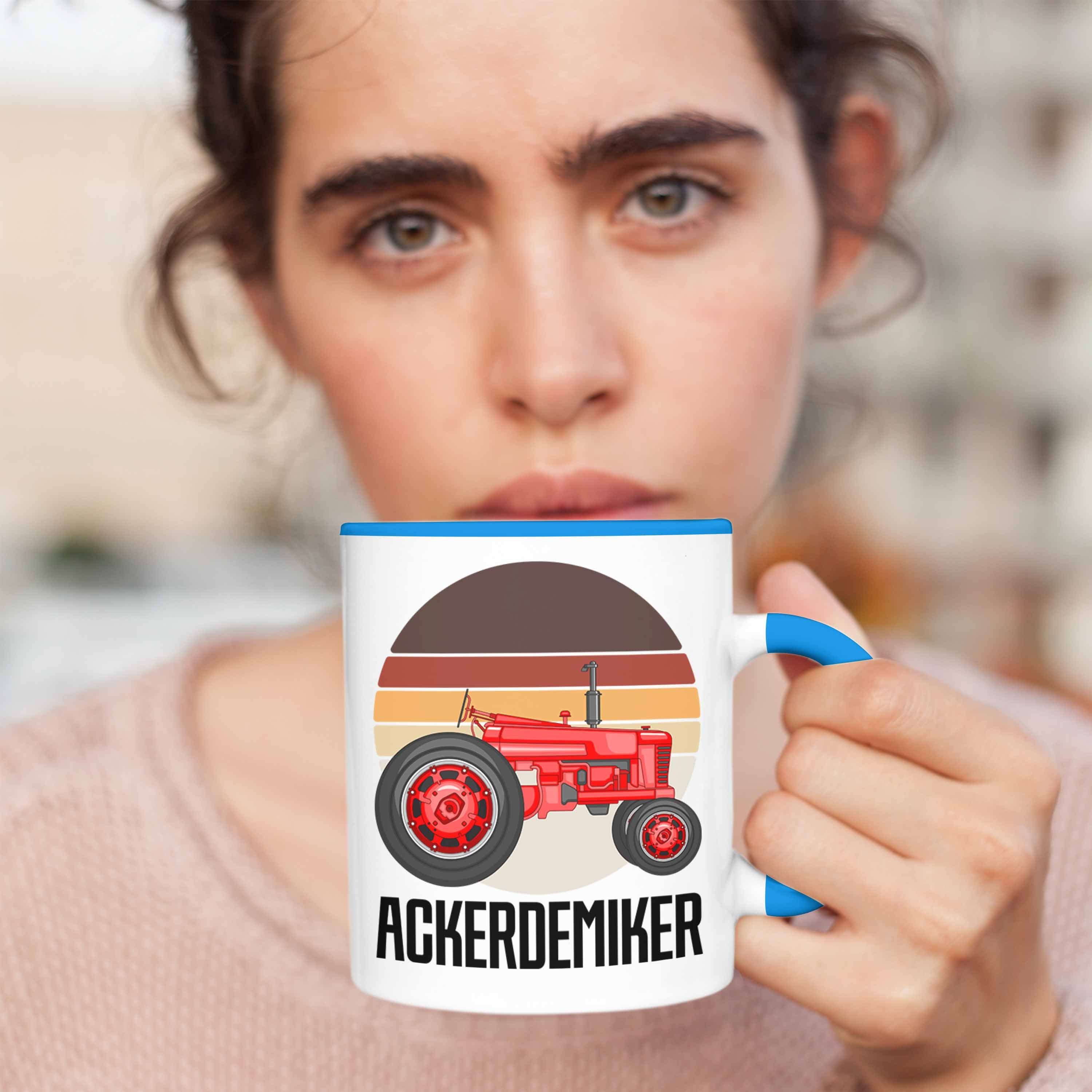 Tasse Tasse Geschenk Landwirt Ackerdemiker Ba für Trendation Geschenkidee Kaffee-Becher Blau