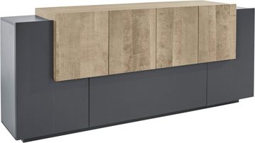 möbelando Sideboard Coro (BxHxT: 200x86x45 cm), in anthrazit matt/Oak mit 6 Türen und 2 Einlegeböden