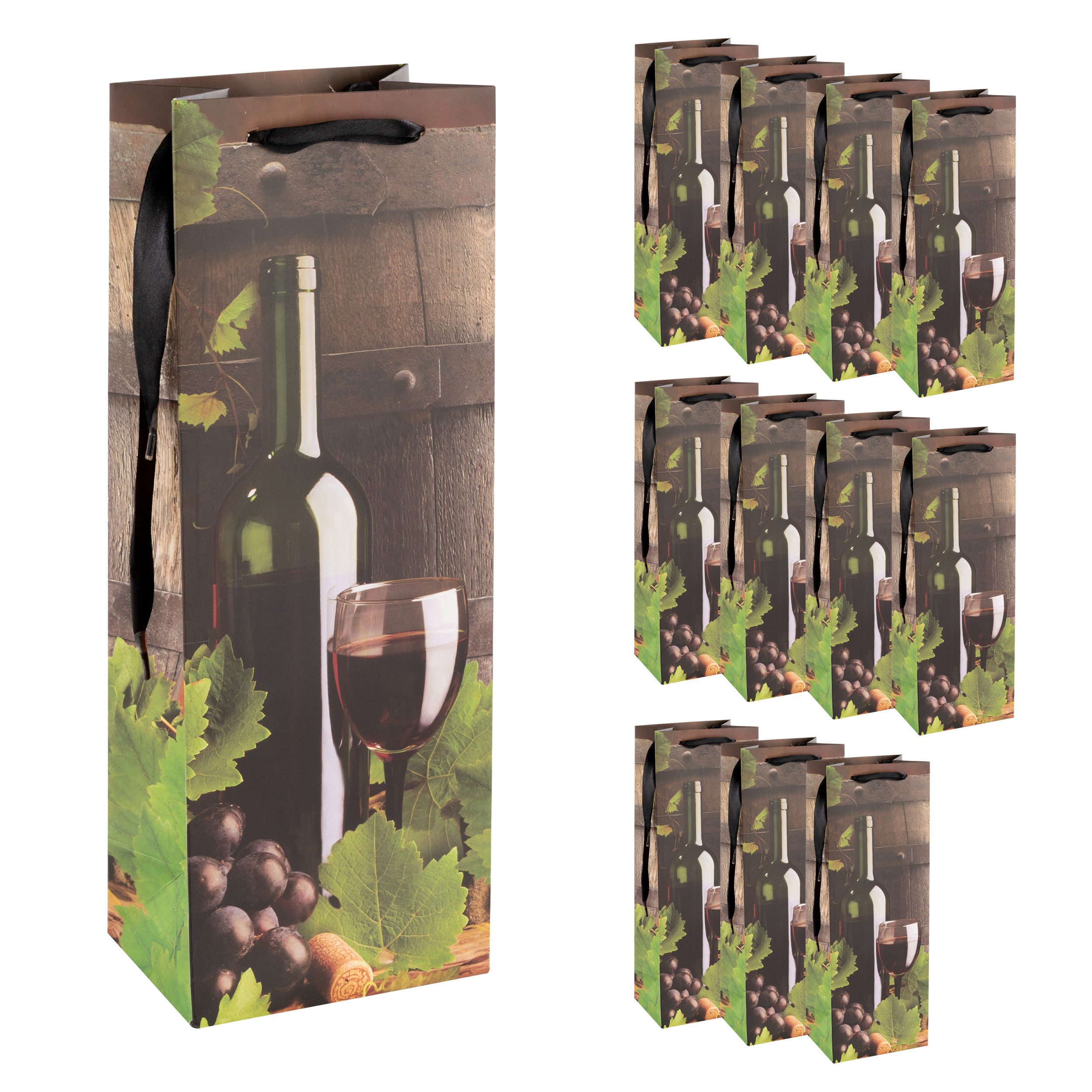 Idena Geschenkpapier Idena Bundle Flaschentaschen Wein schwarz 35x12,5x9cm 10 Stück