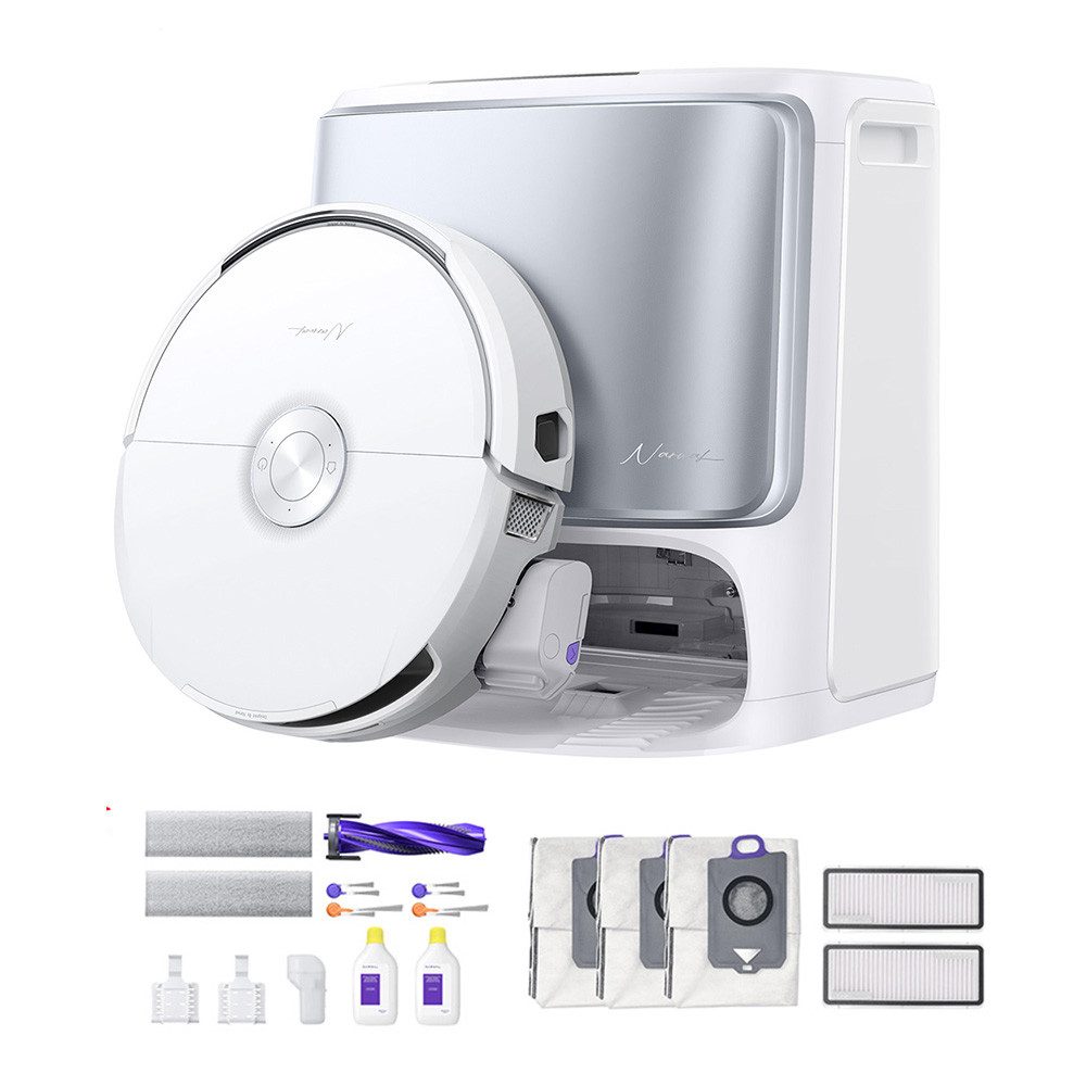 Narwal Вакуумный робот Freo Flow + Narwal Zubehörpaket, Tierhaare DualFlow Tangle-Frei, 45-80°C Spülen und Heißlufttrocknung