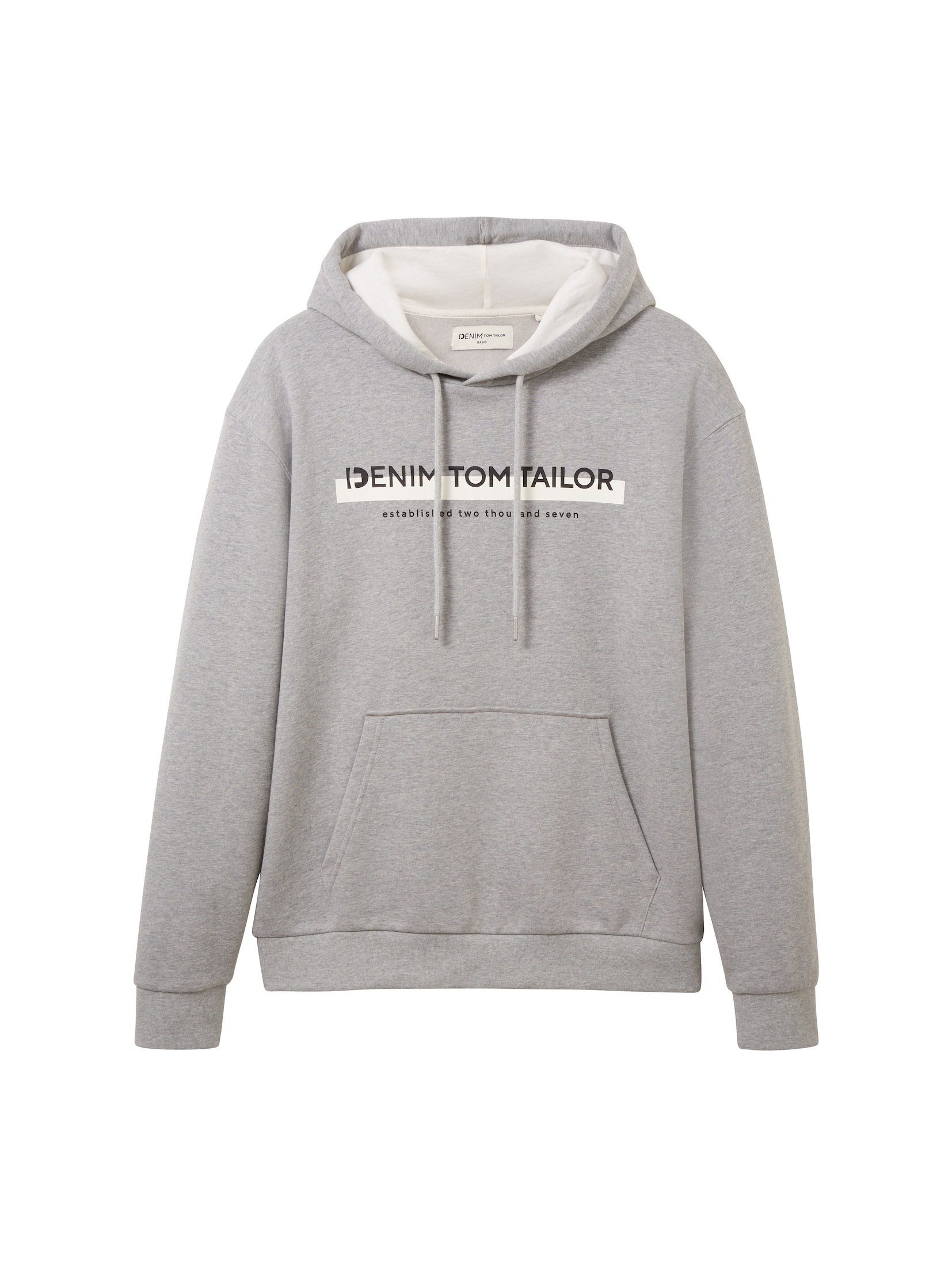 Logo Print Heather Denim Melange TOM Hoodie mit TAILOR Grey Hoodie