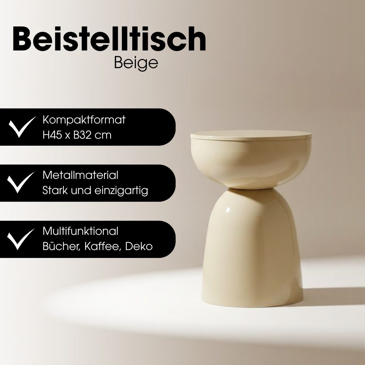 Mica Decorations Beistelltisch Mica Decorations Elliot Beistelltisch – 45x32 cm Beige