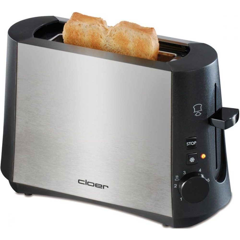 Cloer Toaster Cloer Toaster 3890 Edelstahl-Schwarz Minitoaster, Single Toaster