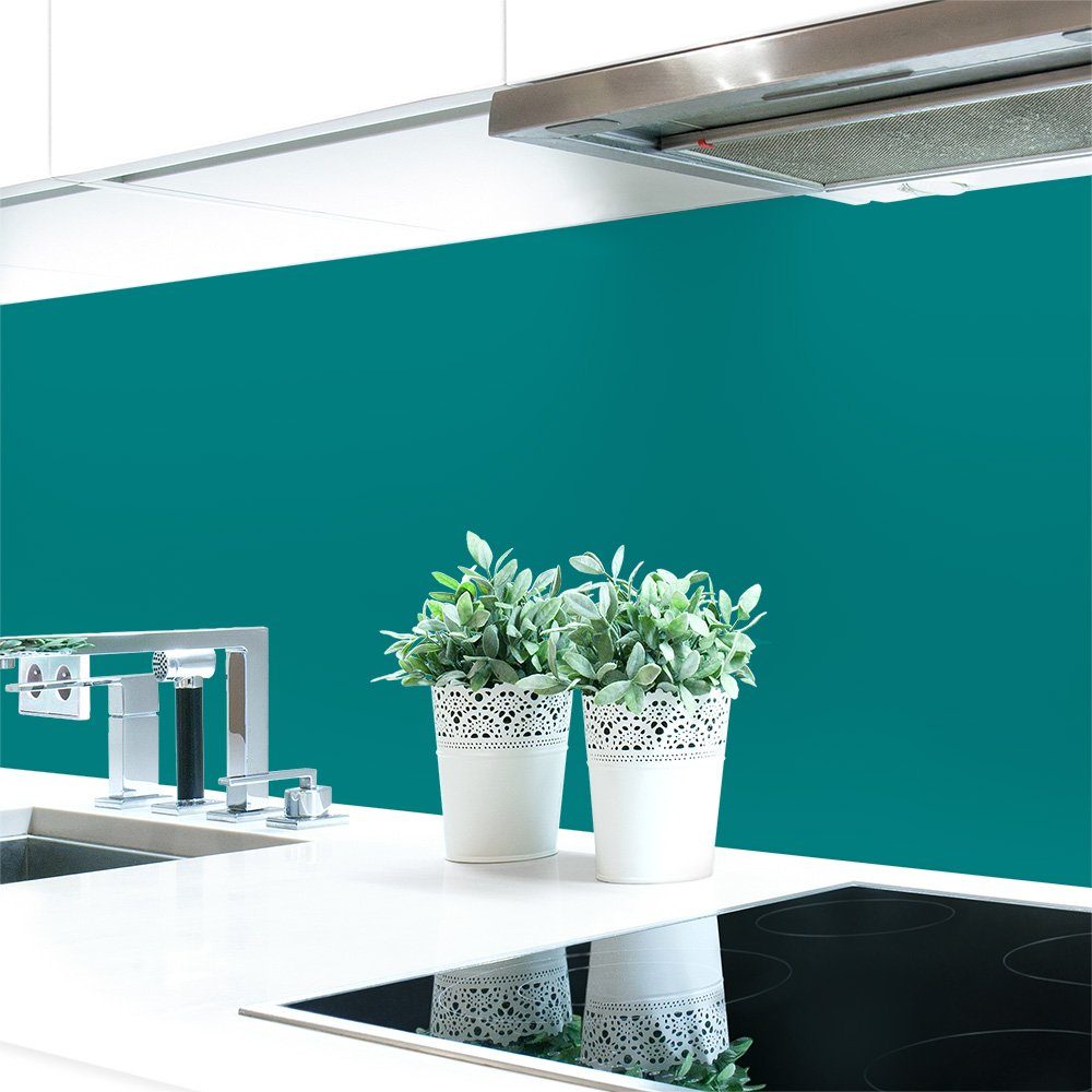 DRUCK-EXPERT Küchenrückwand Küchenrückwand RAL Capriblau 2 Blautöne selbstklebend Premium ~ mm 0,4 5019 Unifarben Hart-PVC