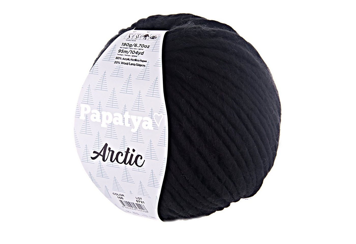 Thumbnail - maDDma 2 x 190g Papatya Arctic Winter-Garn Häkelwolle, 95 m, 105 schwarz