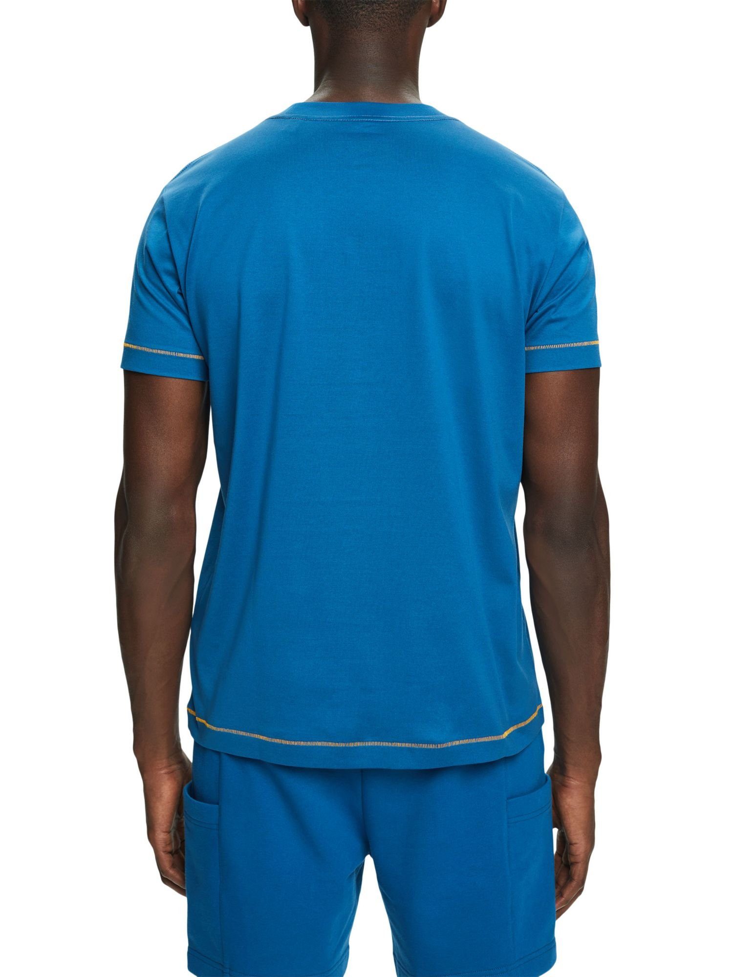 Esprit Collection T-Shirt DARK 100 % aus Jersey, BLUE (1-tlg) Baumwolle Rundhals-T-Shirt