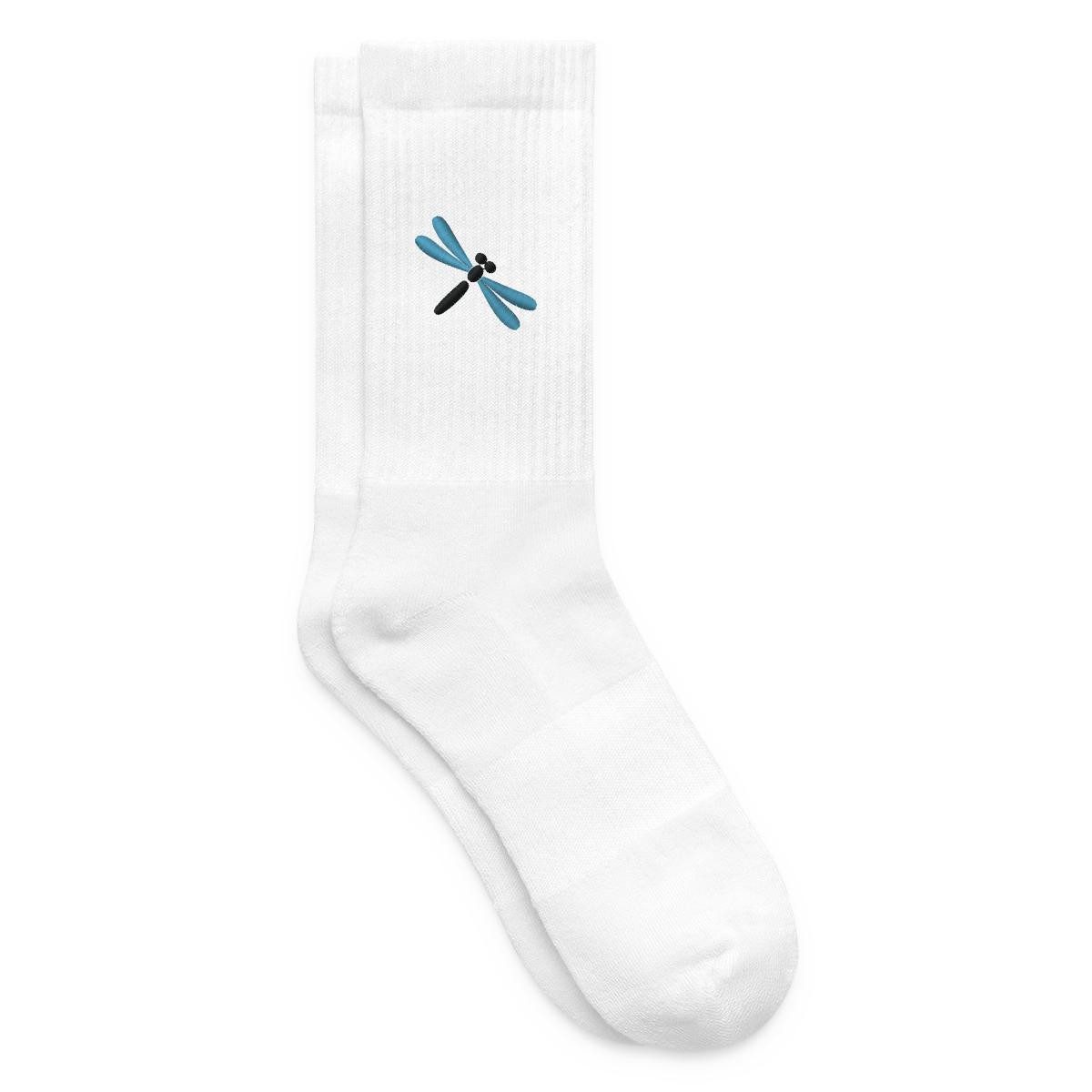 Spreadshirt Socken Blaue Libelle bestickt Libellenmotiv Stick Tennissocken (1-Paar)