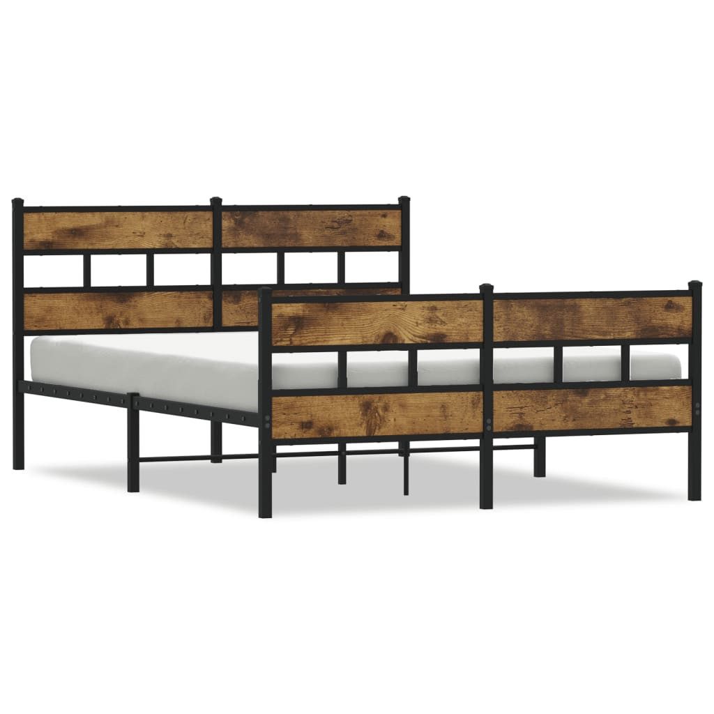 vidaXL Bett Metallbett ohne Matratze Räuchereiche günstig online kaufen