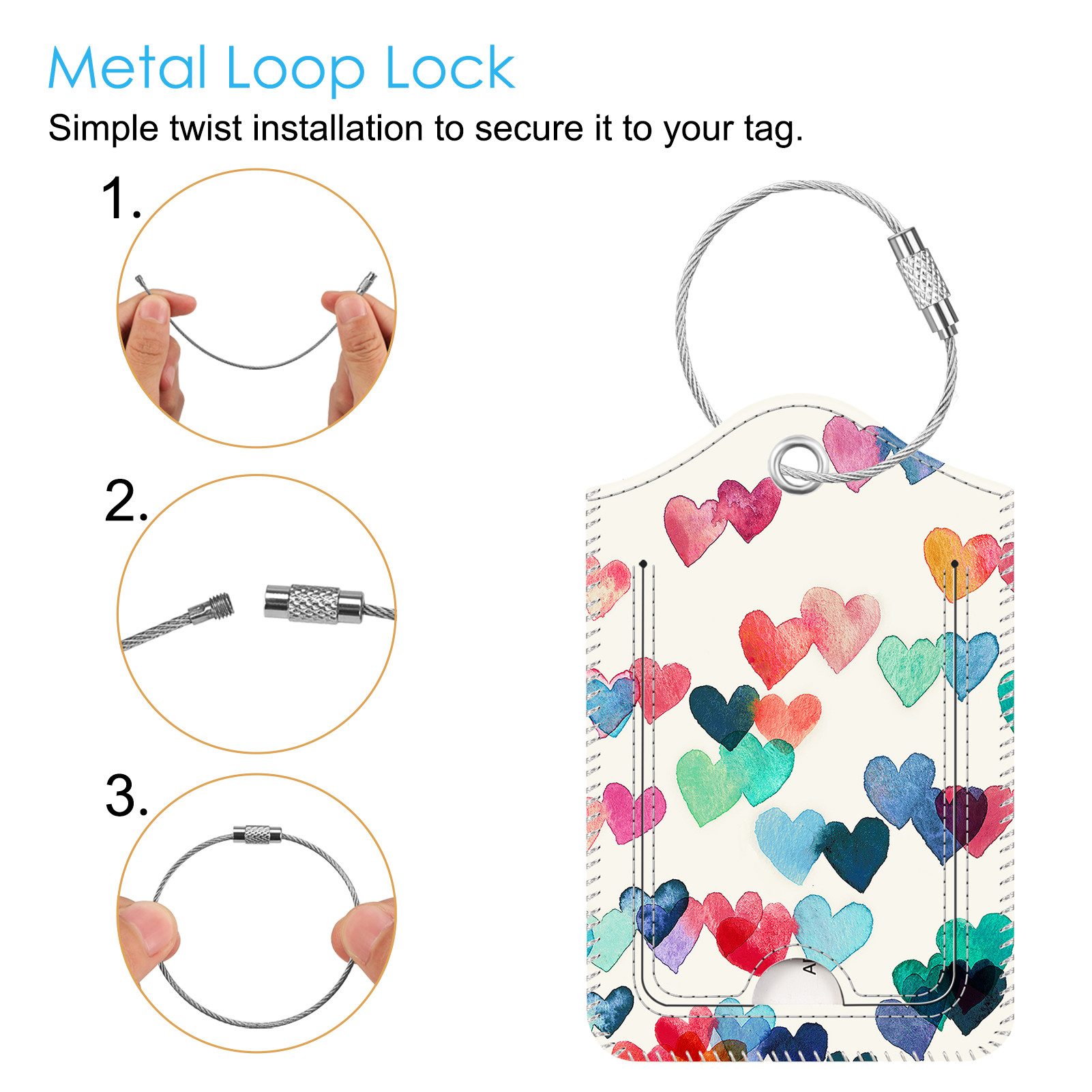 Fintie Gepäckanhänger Kofferanhänger mit Adressschild, Kunstleder Gepäckanhänger ID Etikett (2 Stück) mit Edelstahl Drahtseil und Namenschild für Reisetasche Koffer