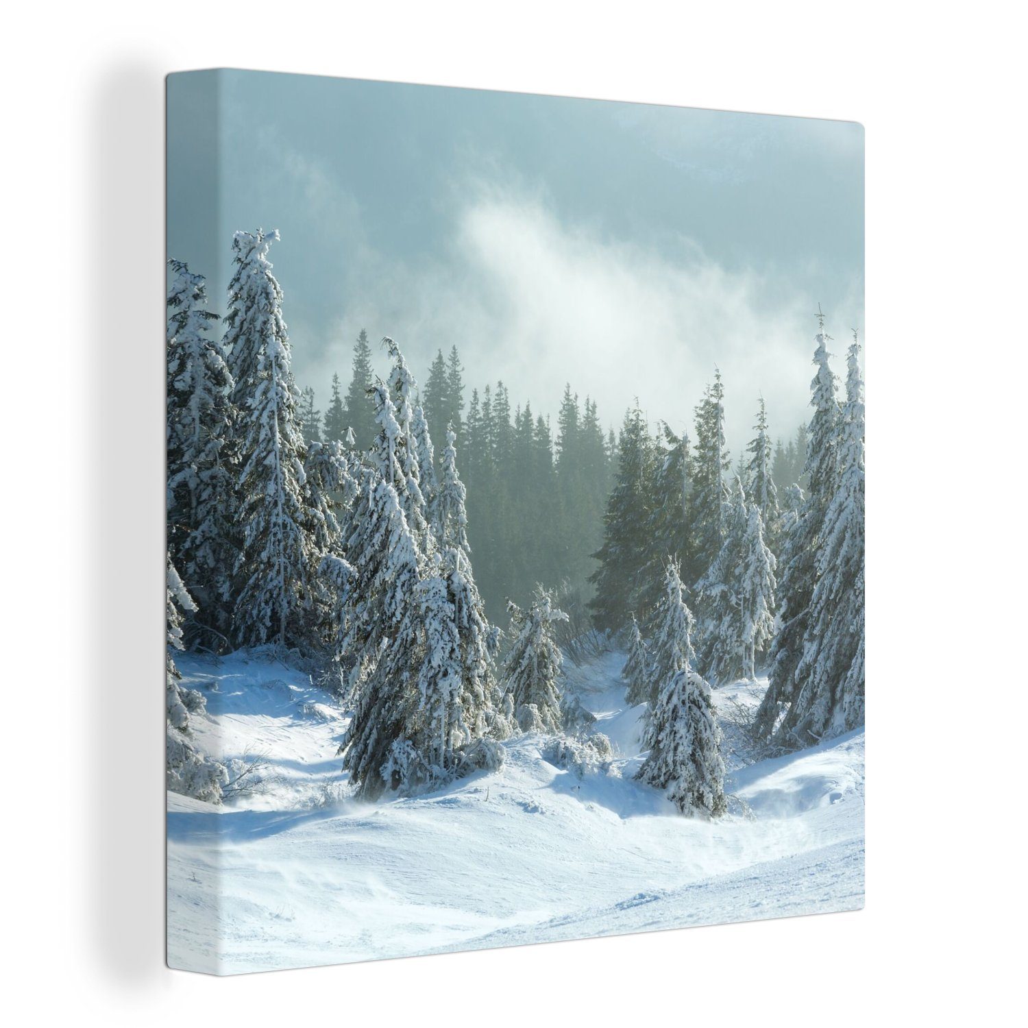 OneMillionCanvasses® Leinwandbild Wald - Schnee - Winter, Fotodruck (1 St), günstig online kaufen