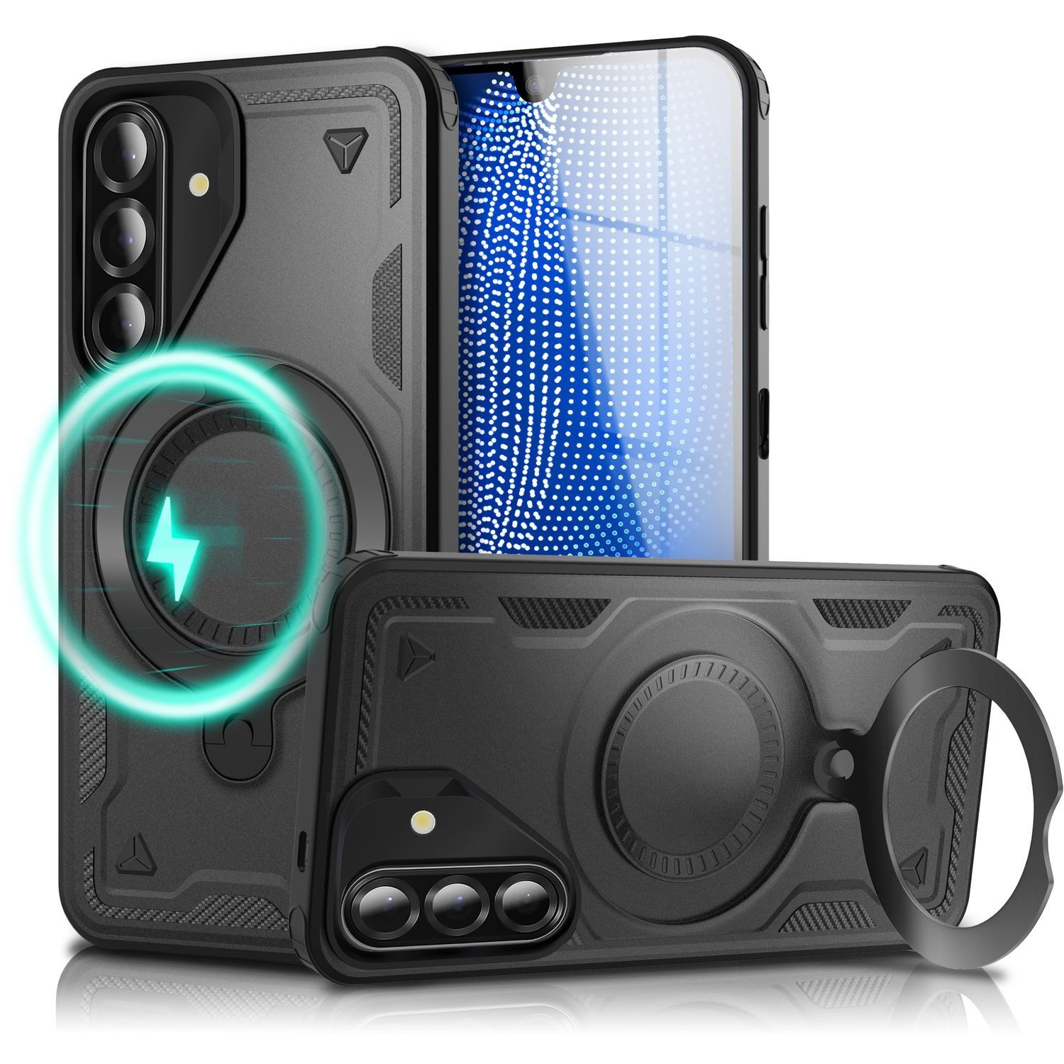Nalia Smartphone-Hülle Samsung Galaxy A26 17 cm (6,7 Zoll), Military Cover / MagSafe / 360° Dreh Ring / Aufsteller / Outdoor Hülle