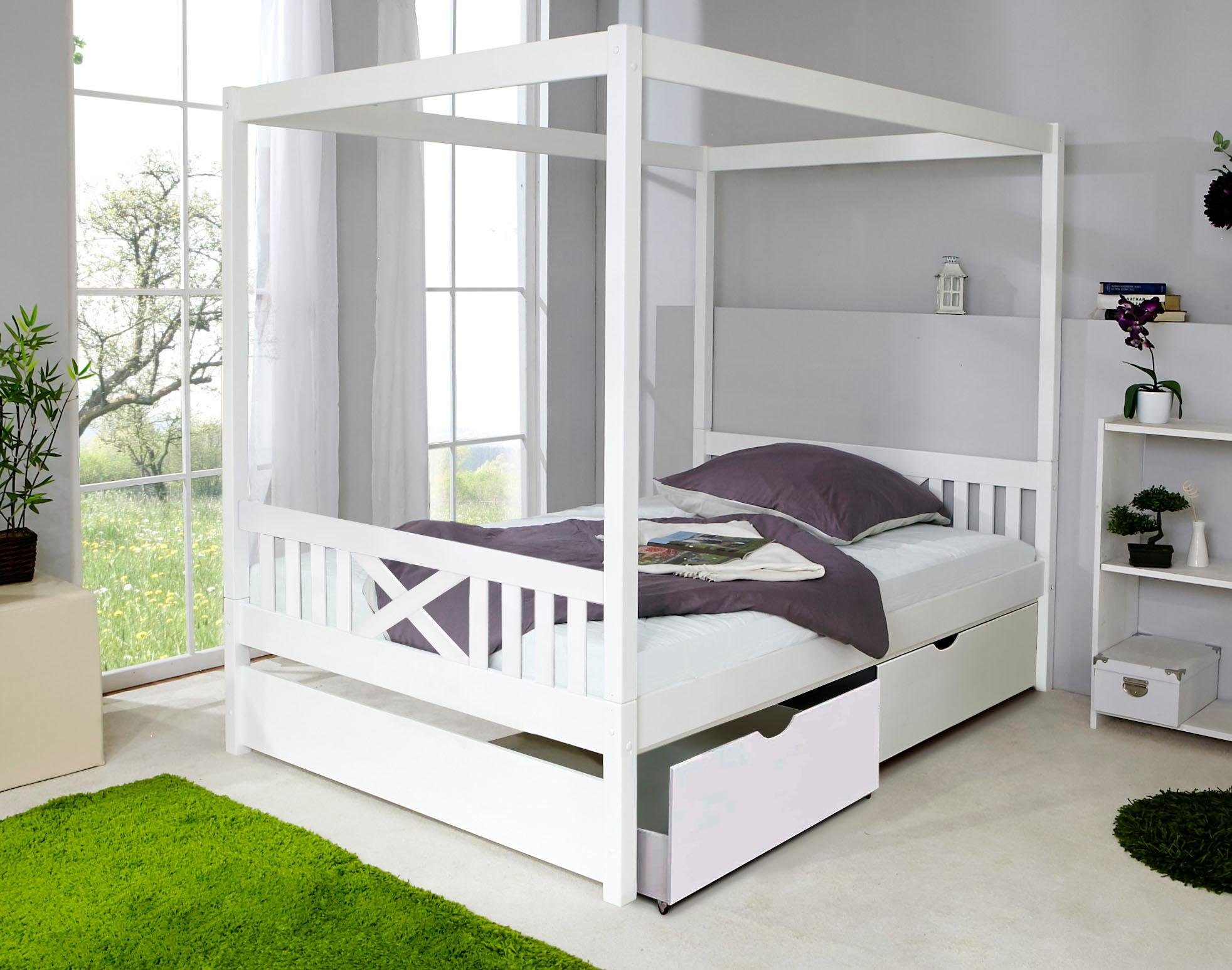 Ticaa Himmelbett "Lino" Himmelbett, inkl. Schubkasten und Rollrost günstig online kaufen